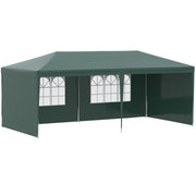 Outsunny Carpa de Jardín 6x3 m Pabellón con 4 Paredes Laterales y 2 Ventanas Visibles Anti-UV Impermeable Cenador Gazebo de Exterior con Marco de Acero para Fiestas Eventos Bodas Verde