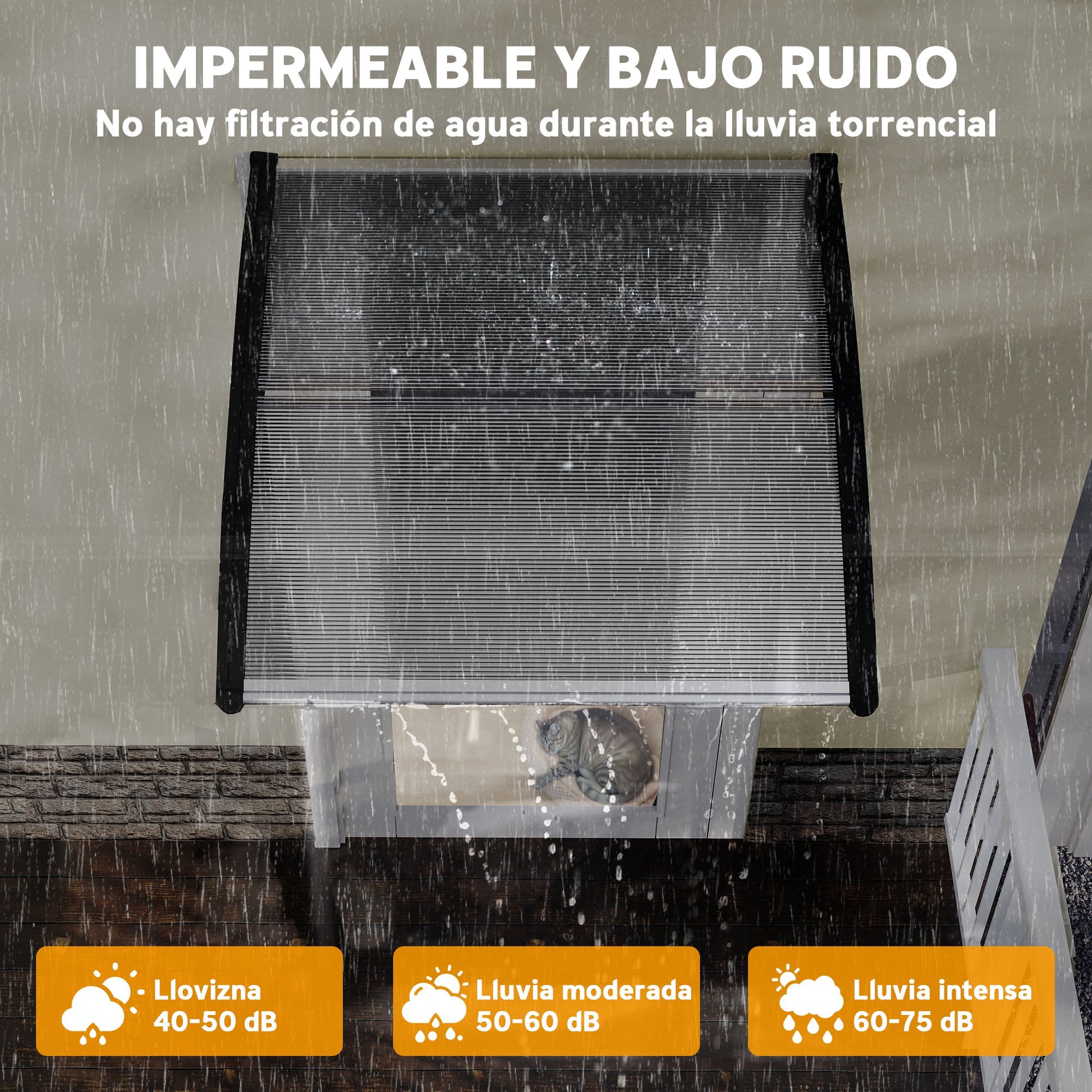 Outsunny Marquesinas Exterior para Puertas y Ventanas, 103x96,5 cm, Tejadillo de Protección contra Sol y Lluvia, con Cubierta de Policarbonato, Soportes de PP y Regleta de Aluminio, Transparente