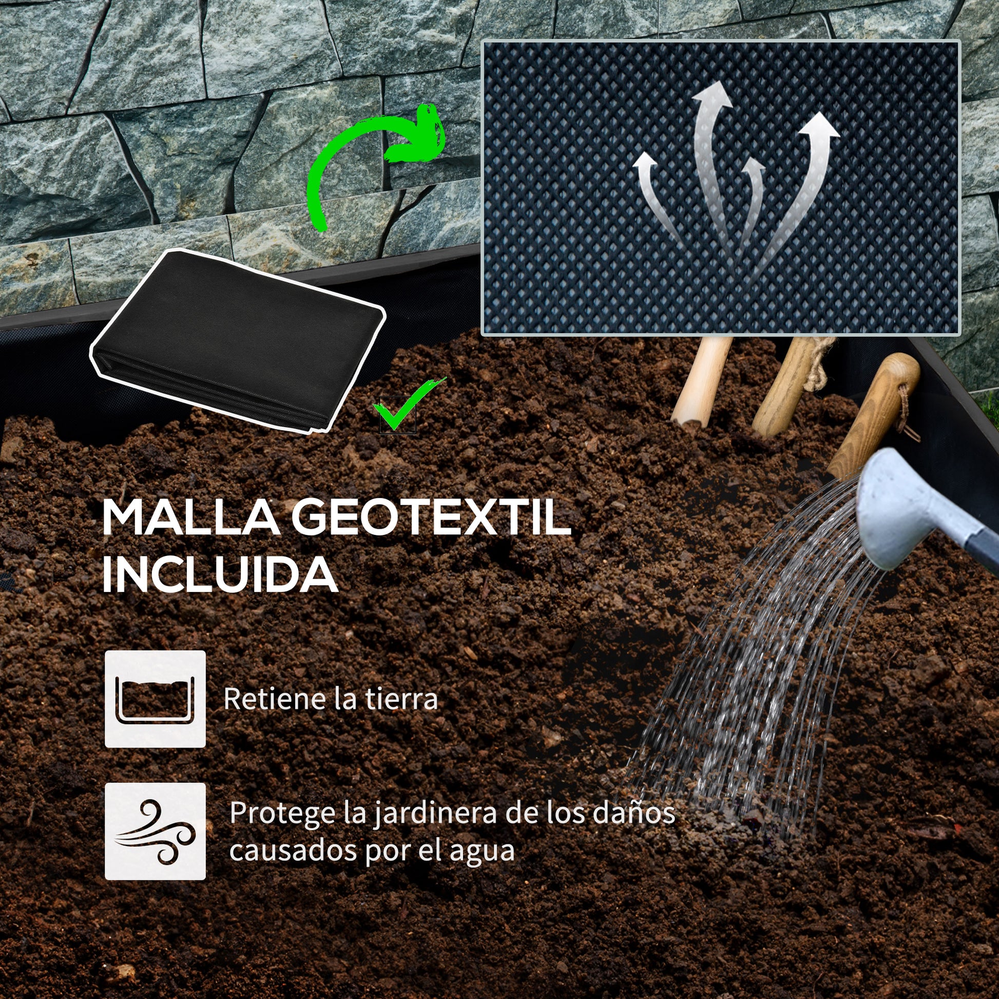 Outsunny Jardinera de Madera con Ruedas, Huerto Urbano para Cultivar Plantas, Macetero Exterior con Orificios de Drenaje y Tela no Tejida, para Jardin, Terraza, Balcón y Patio, 89x48x47 cm, Negro