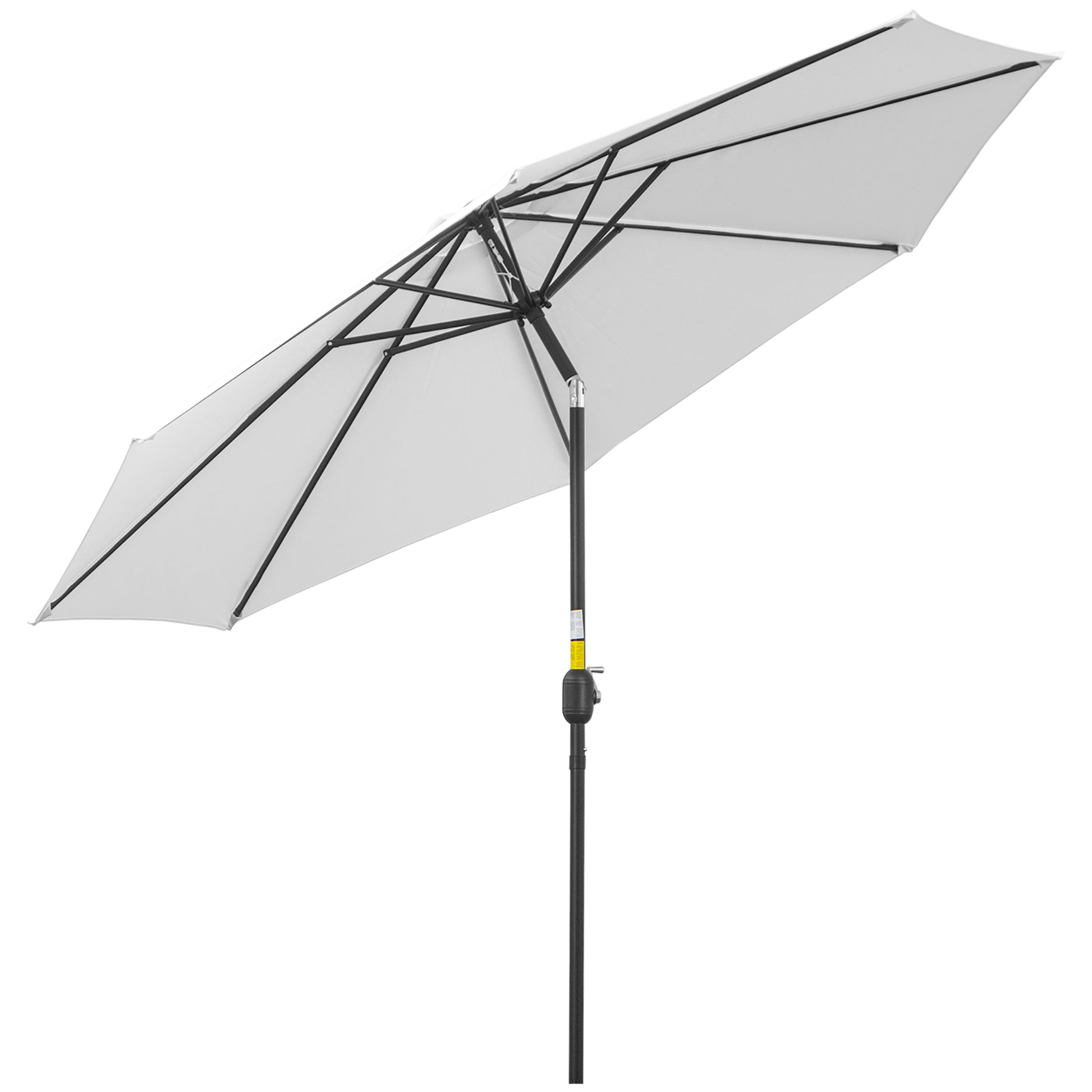 Outsunny Sombrilla de Jardín Ø295x250 cm con Manivela Parasol Exterior con Mecanismo de Inclinación y Poste Desmontable de Metal para Terraza Piscina Patio Blanco