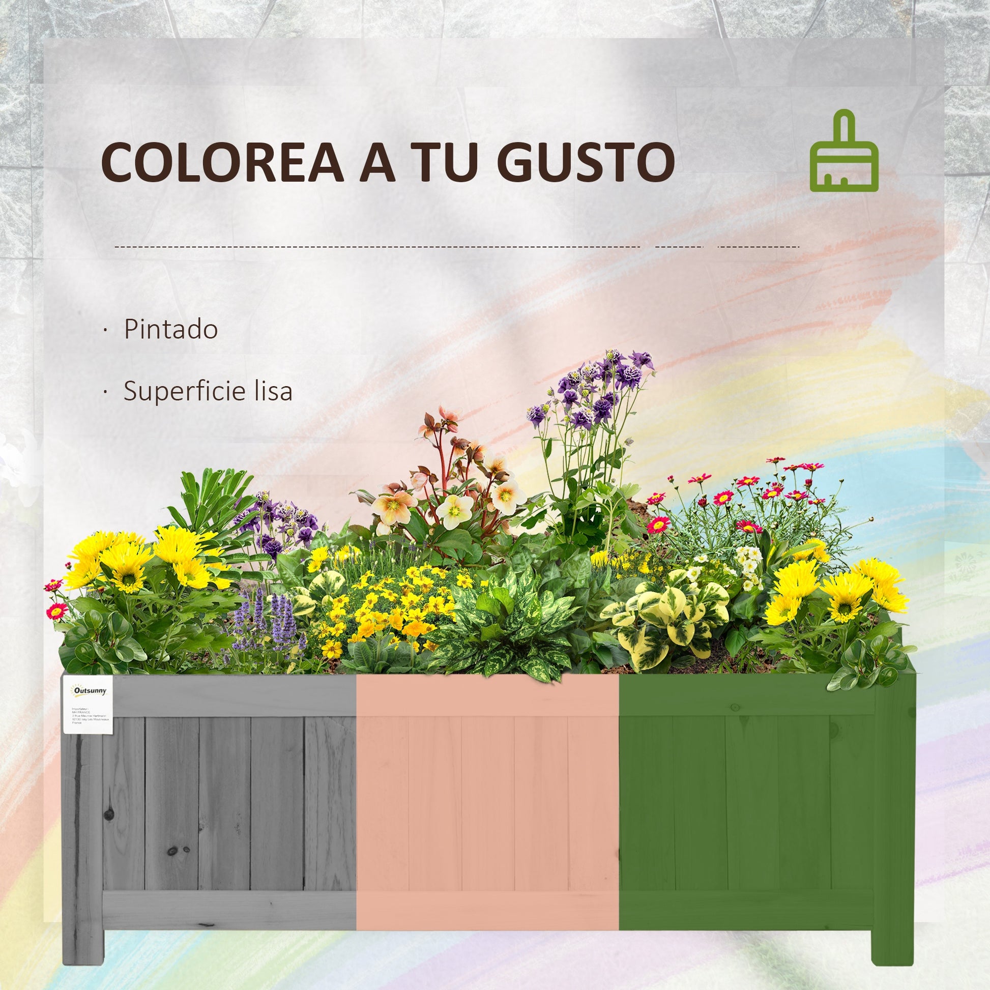 Outsunny Jardinera de Madera Plegable Jardinera Elevada para Cultivos Verduras Flores en Exterior Patio Balcón Terraza 70x30x25 cm Gris