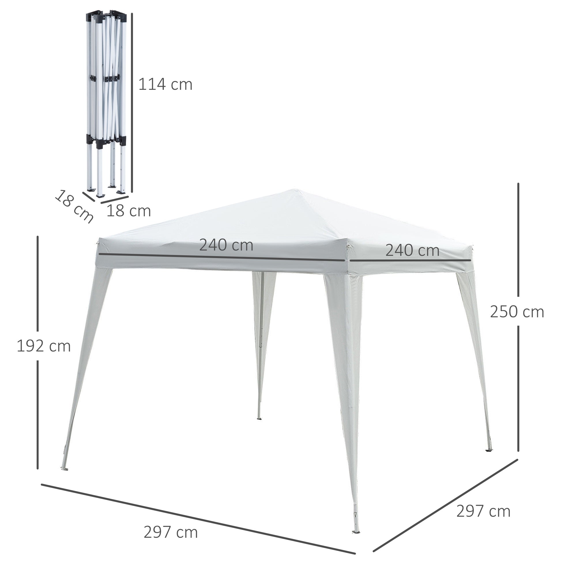 Outsunny Carpa Plegable 2,4x2,4m Cenador de Jardín Impermeable Diseño Pop Up de Acero y Cubierta de Tela Oxford Gazebo para Exterior Blanco