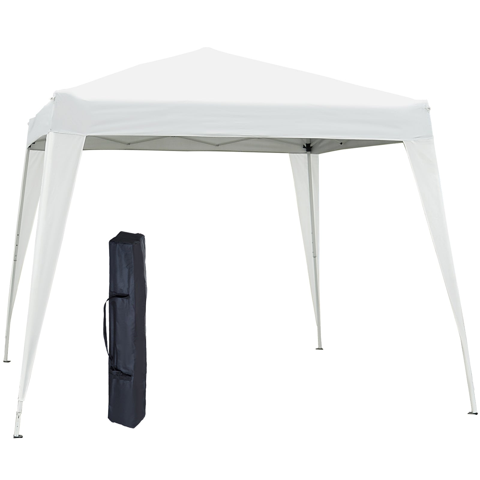 Outsunny Carpa Plegable 2,4x2,4m Cenador de Jardín Impermeable Diseño Pop Up de Acero y Cubierta de Tela Oxford Gazebo para Exterior Blanco