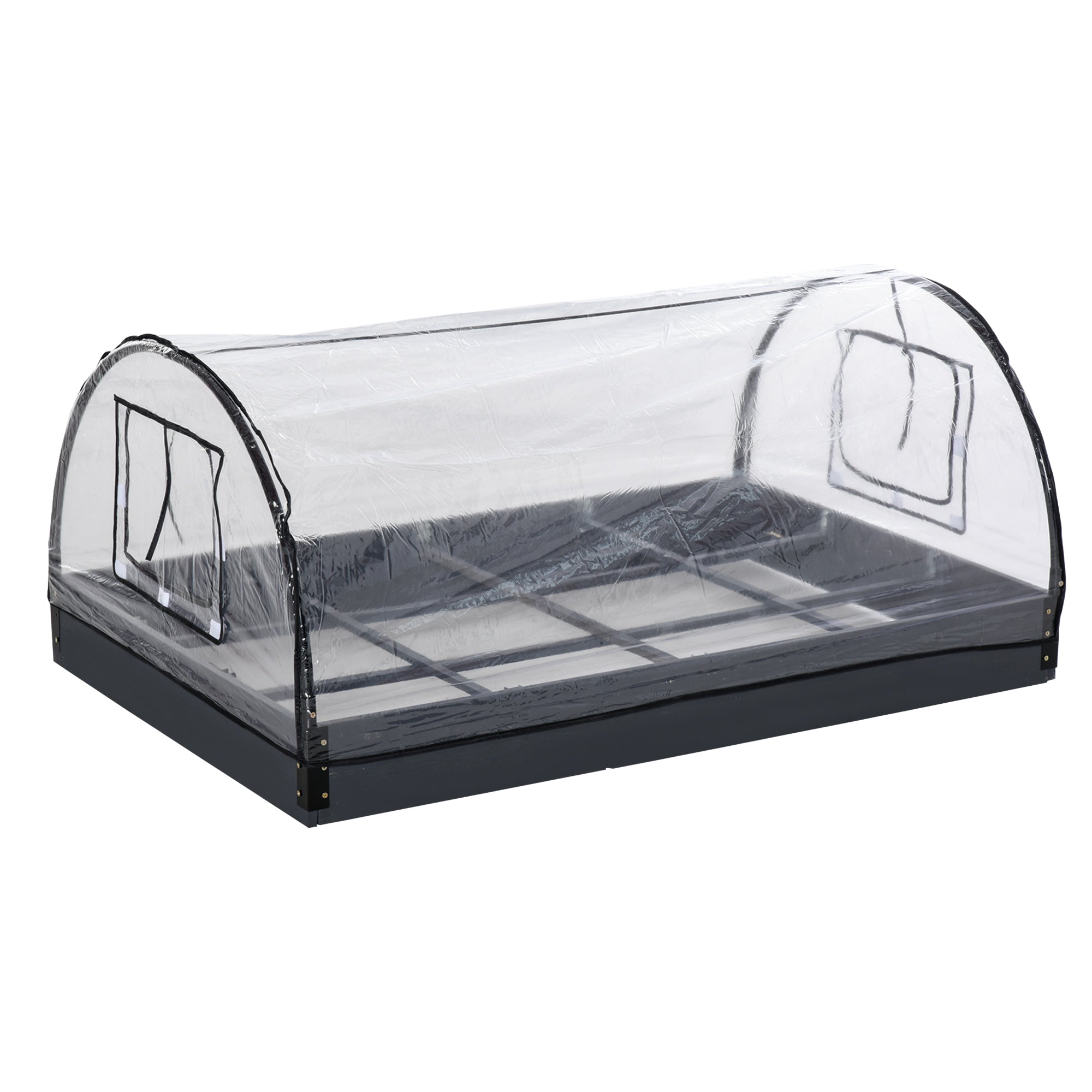Outsunny Mini Invernadero Túnel de Jardín 2 en 1 Huerto Urbano con Cubierta de PVC y Ventanas Enrollables para Cultivo Flores Plantas Verduras 120x79x53 cm Transparente