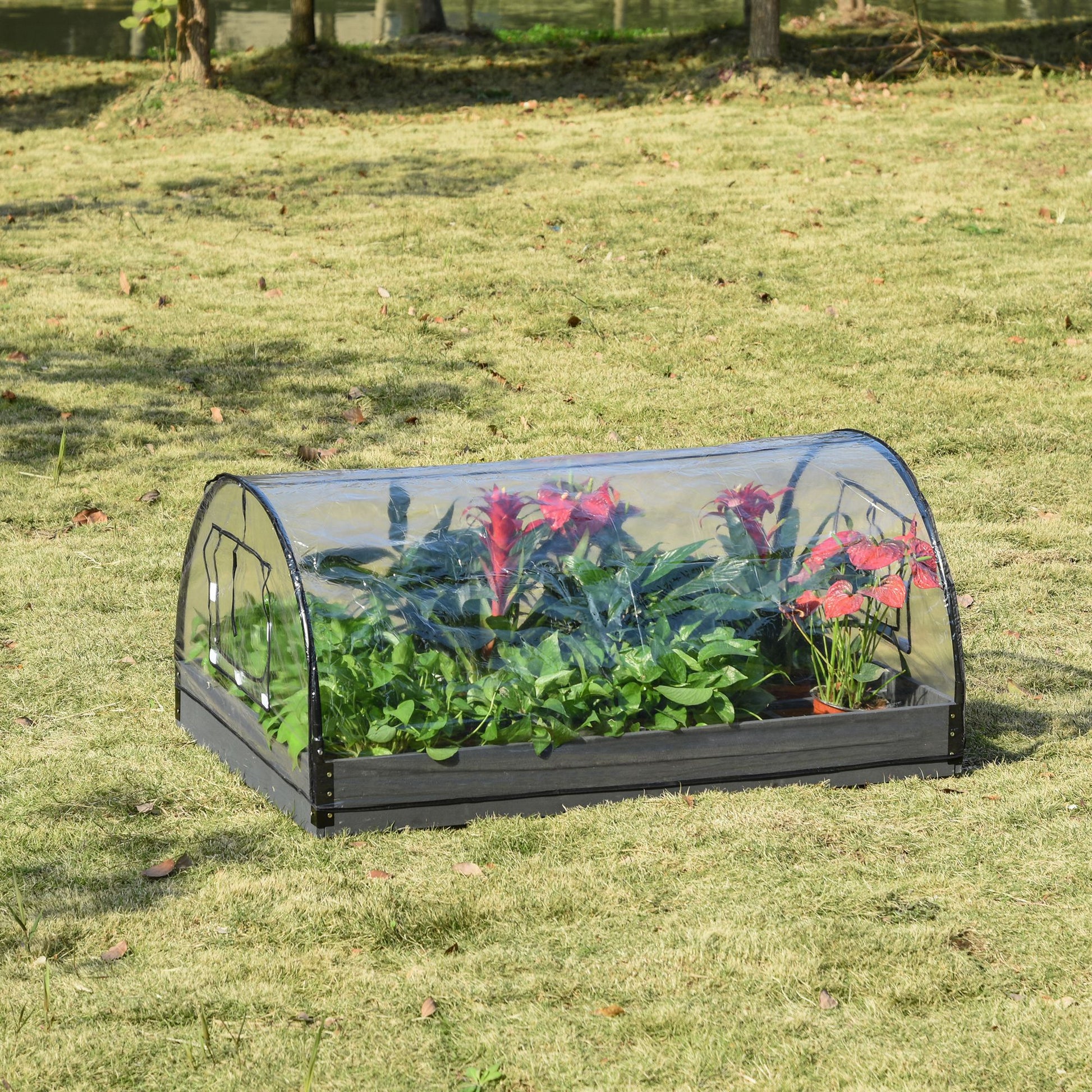 Outsunny Mini Invernadero Túnel de Jardín 2 en 1 Huerto Urbano con Cubierta de PVC y Ventanas Enrollables para Cultivo Flores Plantas Verduras 120x79x53 cm Transparente