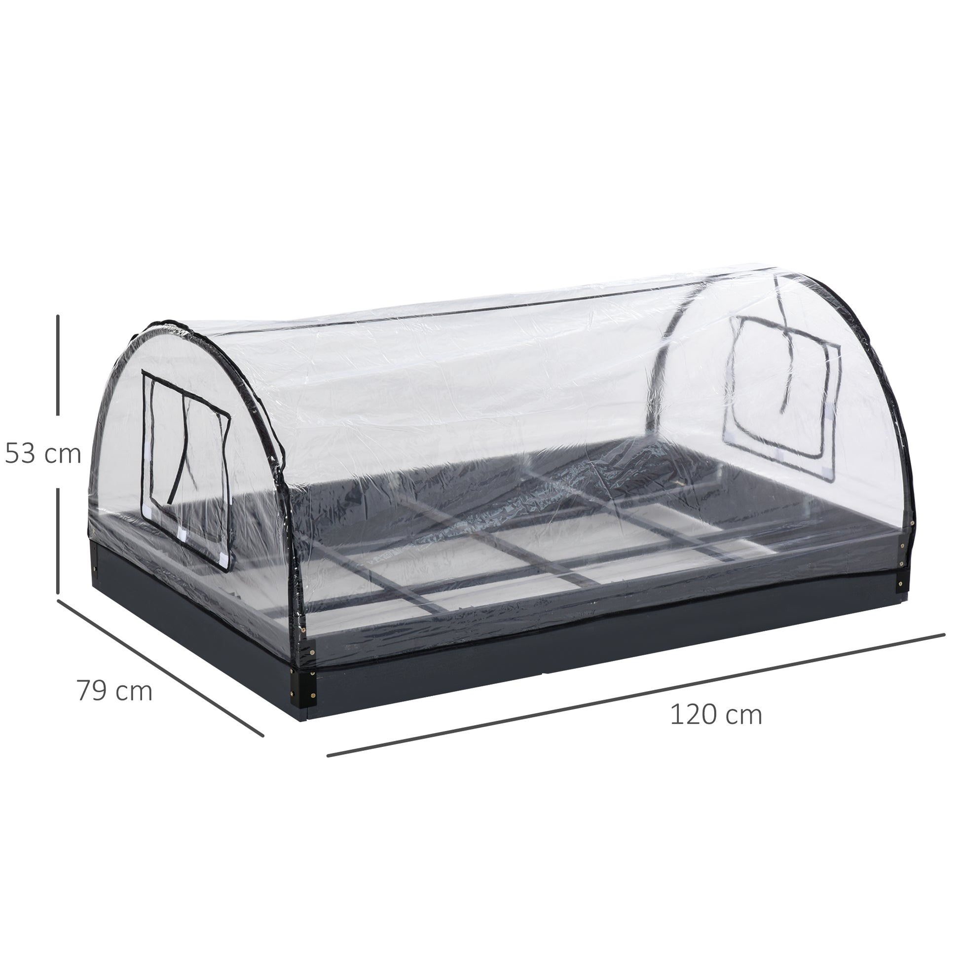 Outsunny Mini Invernadero Túnel de Jardín 2 en 1 Huerto Urbano con Cubierta de PVC y Ventanas Enrollables para Cultivo Flores Plantas Verduras 120x79x53 cm Transparente