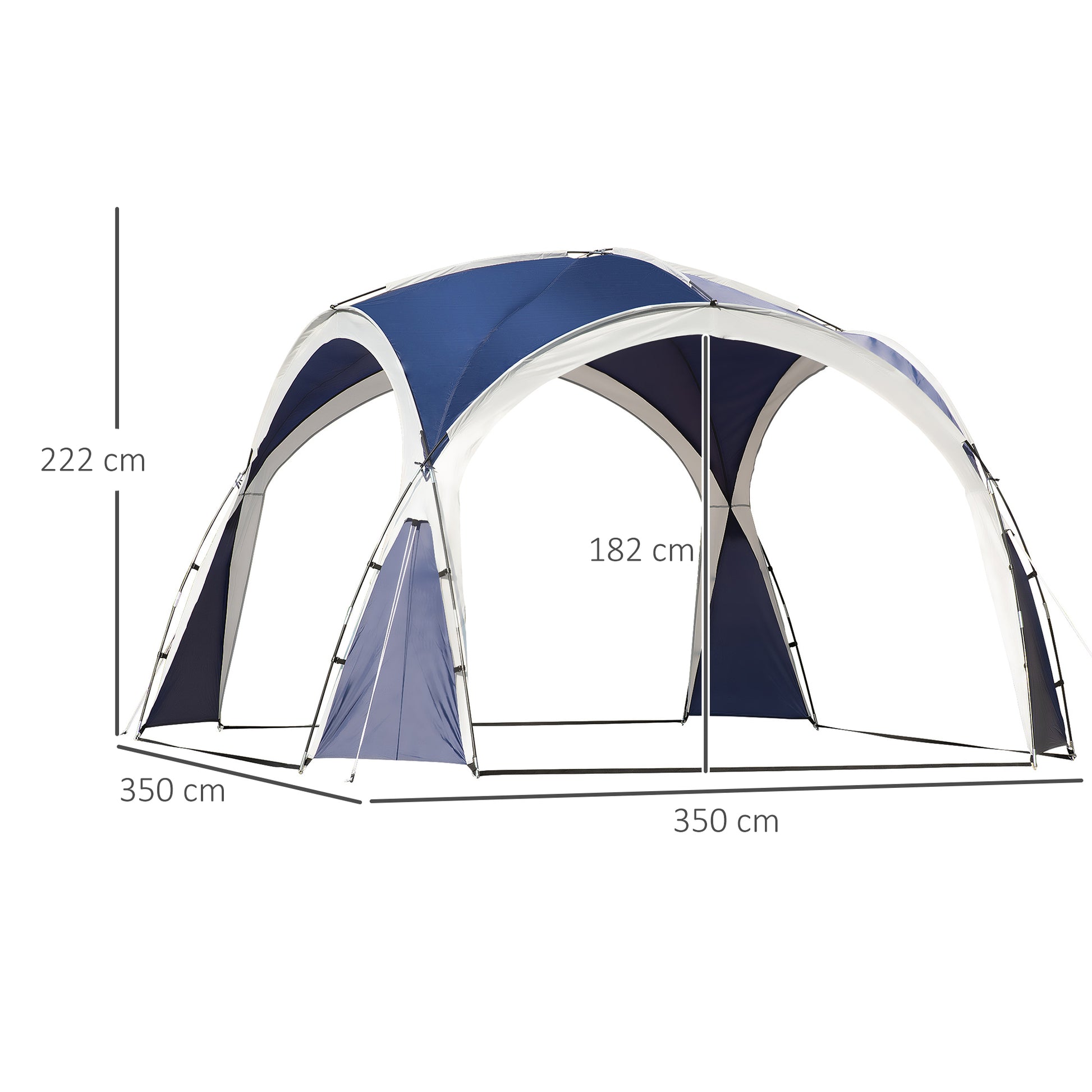 Outsunny Toldo de Refugio 3,5x3,5 m Toldo Camping Plegable con Gancho Bolsa de Transporte Impermeable y Protección UV para Terraza Playa Picnics Azul