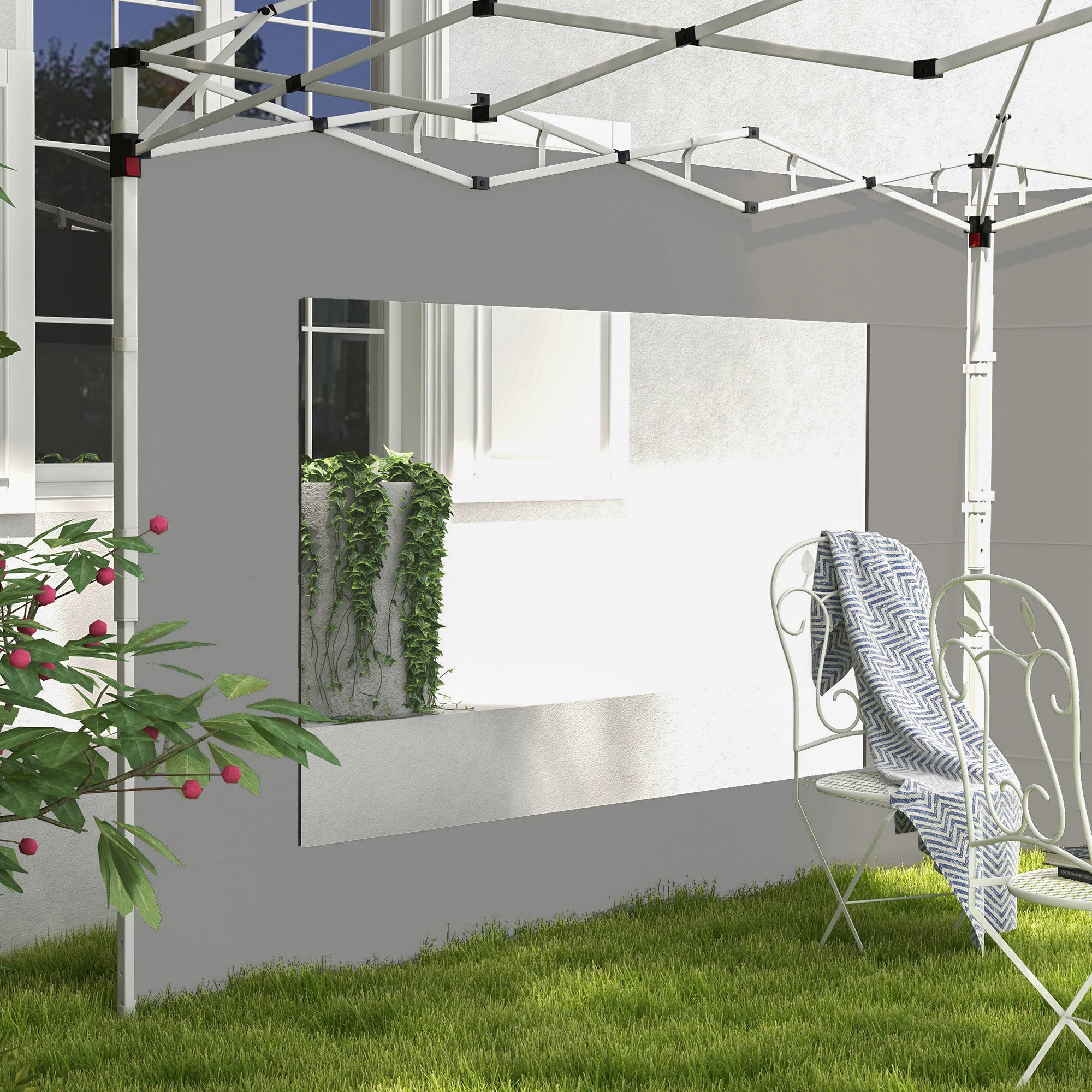 Outsunny Paredes Laterales para Carpa de 4 Paneles 295x195 cm Paredes Laterales de Repuesto de Tela Oxford con Ventana para Carpas de 6x3 m 3x3 m Gris