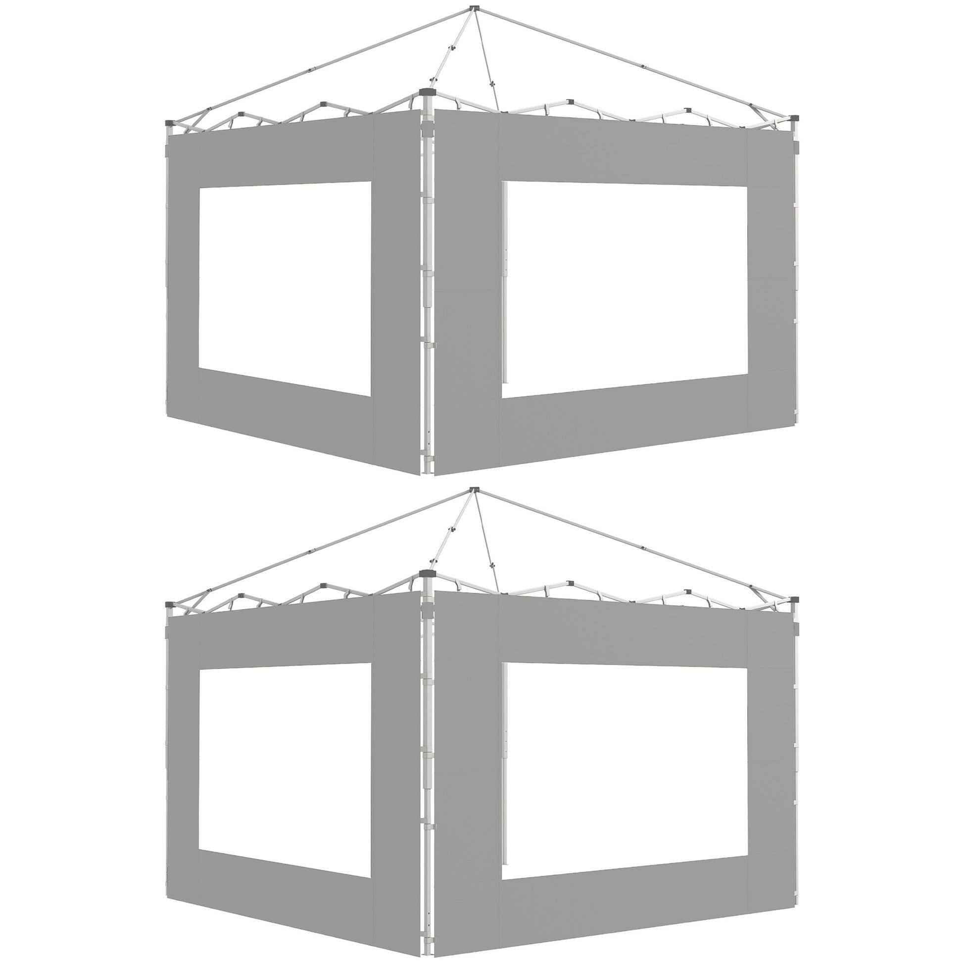 Outsunny Paredes Laterales para Carpa de 4 Paneles 295x195 cm Paredes Laterales de Repuesto de Tela Oxford con Ventana para Carpas de 6x3 m 3x3 m Gris