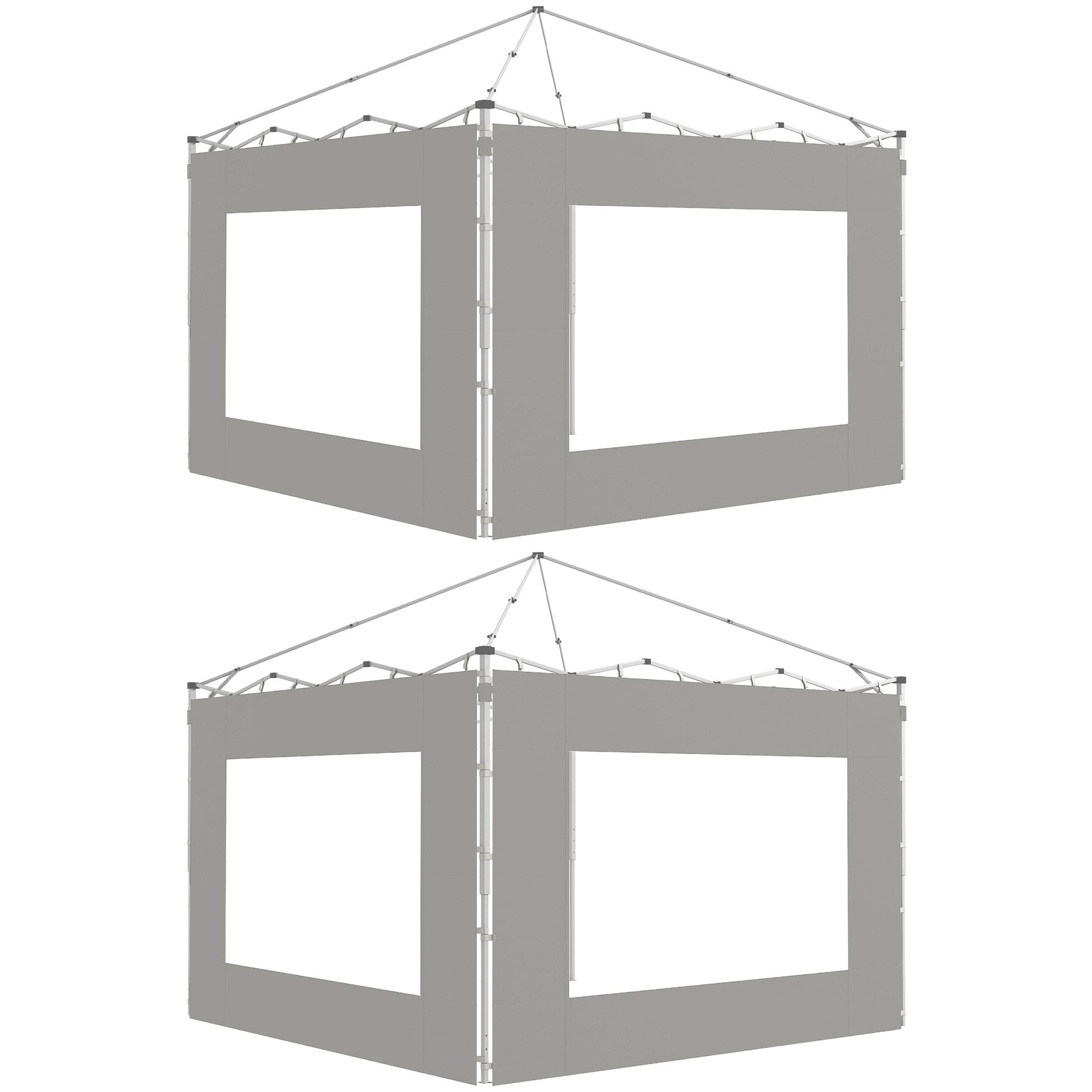 Outsunny Paredes Laterales para Carpa de 4 Paneles 295x195 cm Paredes Laterales de Repuesto de Tela Oxford con Ventana para Carpas de 6x3 m 3x3 m Gris