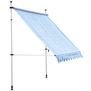 Toldo Plegable Ventana Exterior Montando en La Pared para Jardín Patio Piscina Balcón Extensible Altura Regulable en 4 Niveles con Manivela Instalación fácil 197x250x200/300cm Azul y Blanco