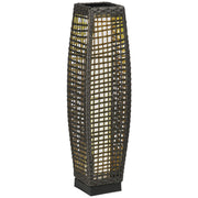 Outsunny Linterna de Jardín de Ratán Sintético Luces Solares Exterior con Luces LED Encendido/Apagado Automático para Terraza Balcón Patio 21x21x78 cm Gris