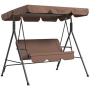 Outsunny Columpio de Jardín de 3 Plazas Balancín Exterior con Techo Ajustable y Marco de Acero para Balcón Terraza Patio Carga 200 kg 172x110x153 cm Marrón