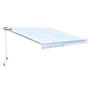 Outsunny Toldo Manual Retráctil 300x250 cm Toldo para Balcón con Manivela de Metal Impermeable y Anti-UV Toldo Enrollable de Exterior para Jardín Terraza Ventanas Blanco