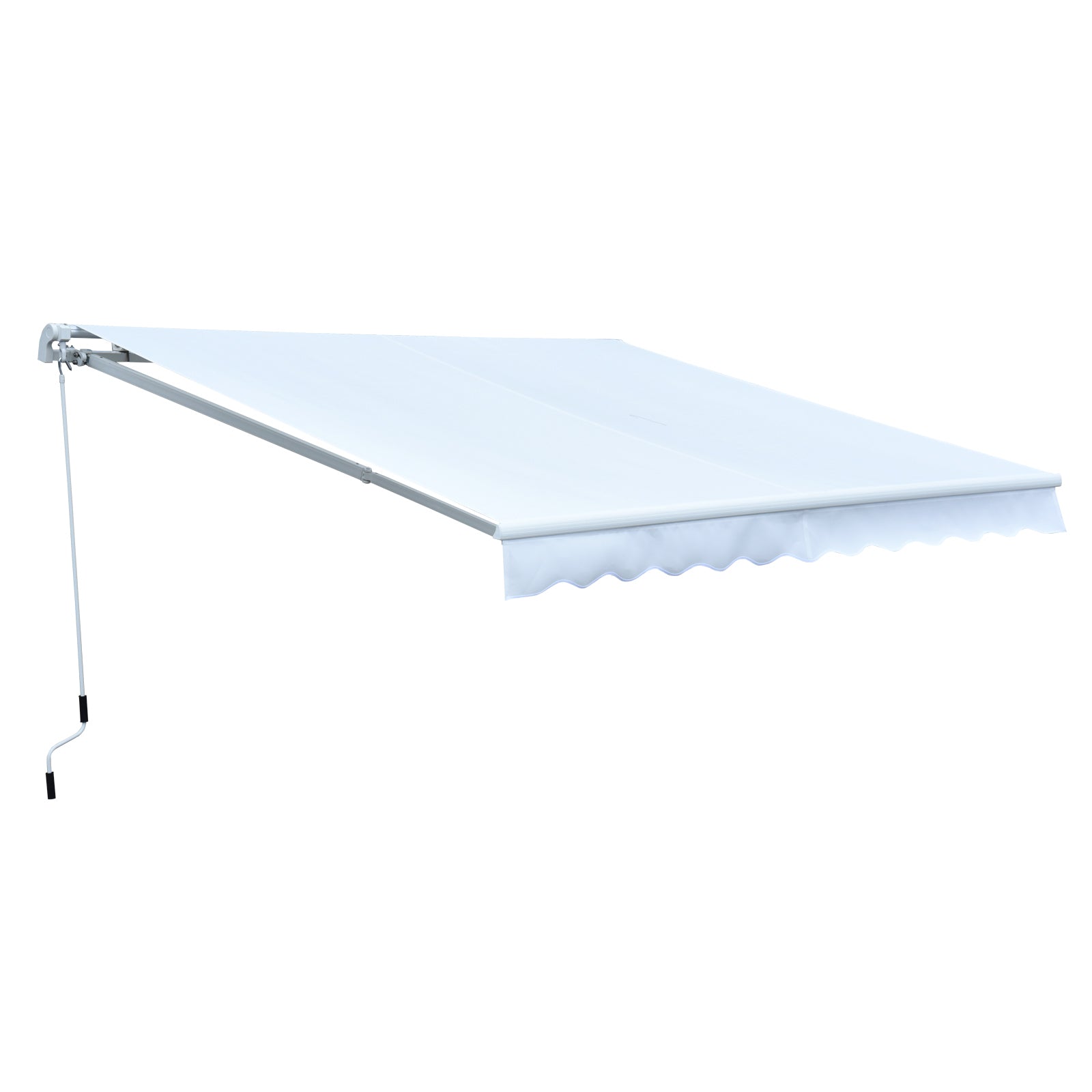 Outsunny Toldo Manual Retráctil 300x250 cm Toldo para Balcón con Manivela de Metal Impermeable y Anti-UV Toldo Enrollable de Exterior para Jardín Terraza Ventanas Blanco