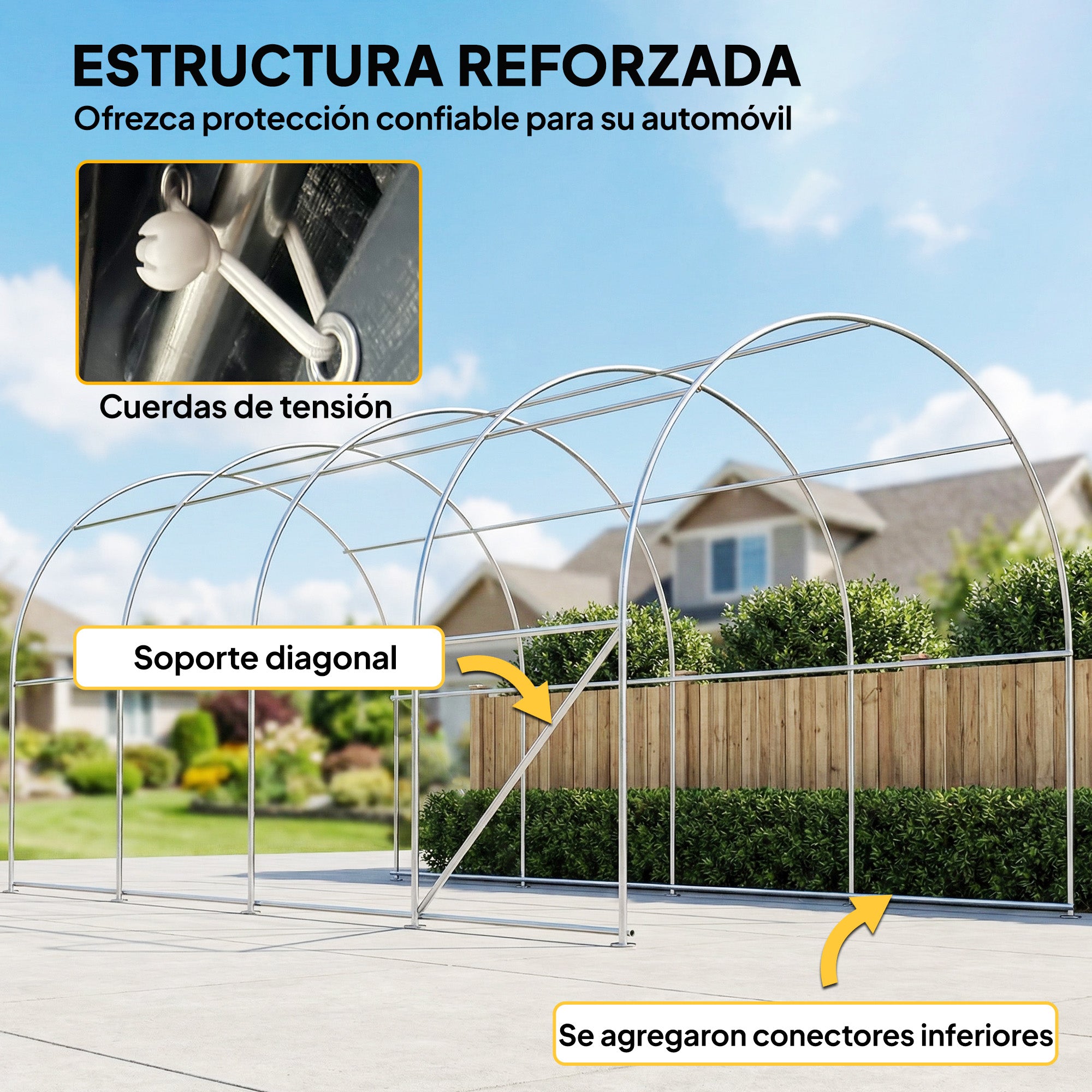 Outsunny Carpa Garaje Portátil 3x6 m, Garaje Exterior para Coche Impermeable con Puerta Enrollable con Cremalleras y 4 Ventanas, Marco Metal Galvanizado, UPF 30+, Cobertizo de Almacenamiento, Gris