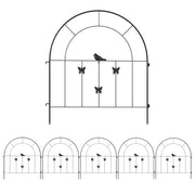 Outsunny Vallas para Jardín Metalicas 300x70 cm Set de 5 Vallas Decorativas para Jardín de Acero Combinación Libre Barrera para Animales para Terraza Patio Césped Negro