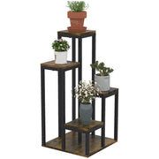 Outsunny Soporte para Plantas de Madera de 4 Niveles, Estantería para Plantas con Base Multiusos, Soporte para Macetas para Interior y Exterior, Balcón, Terraza, Jardín, 40x40x81 cm, Marrón Rústico