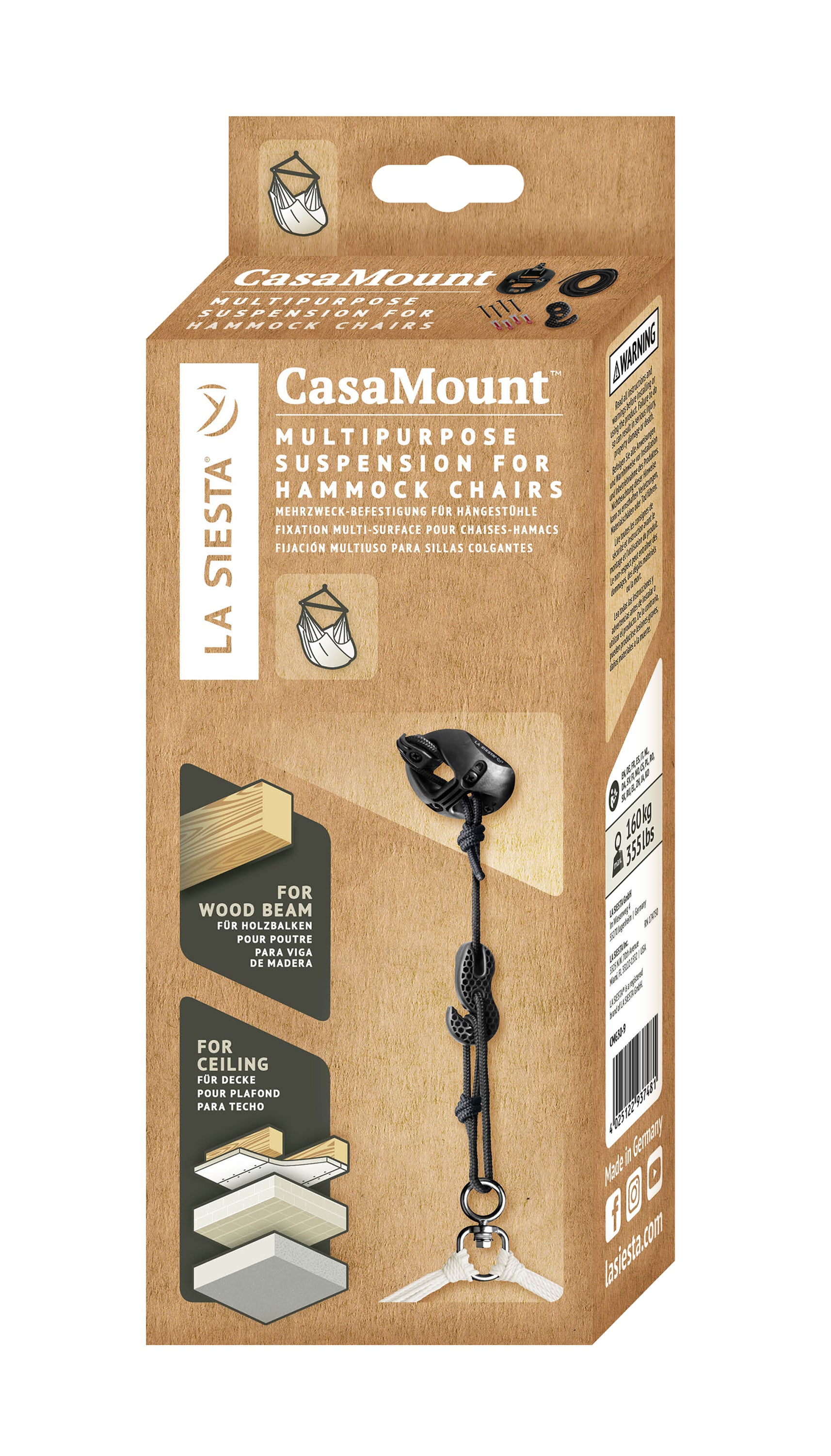 CasaMount Black - Sujeción universal para sillas colgantes