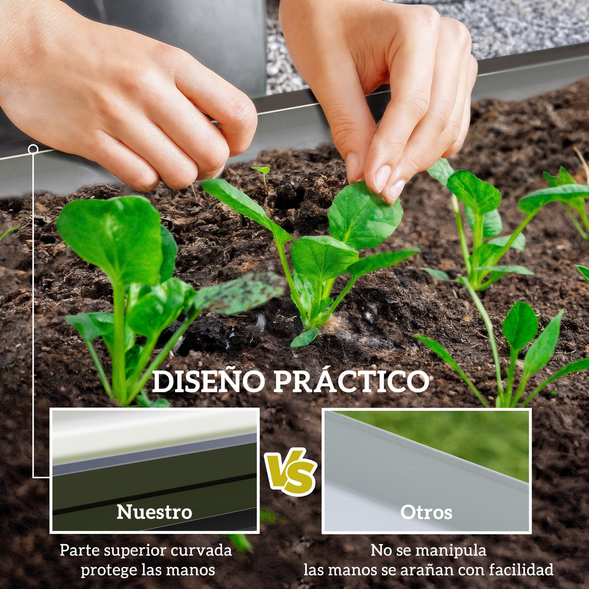 Outsunny Jardinera Exterior Grande de Acero Galvanizado, Huerto Urbano Elevado para Cultivar Plantas, Flores, Hierba, Macetero Exterior Rectangular con Fondo Abierto, 120x60x30,5 cm, Gris