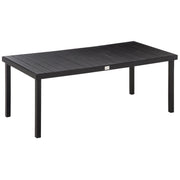 Outsunny Mesa de Comedor Exterior de Aluminio Mesa de Jardín Exterior para 8 Personas con Encimera de Listones para Terraza Balcón 190x90x74 cm Negro