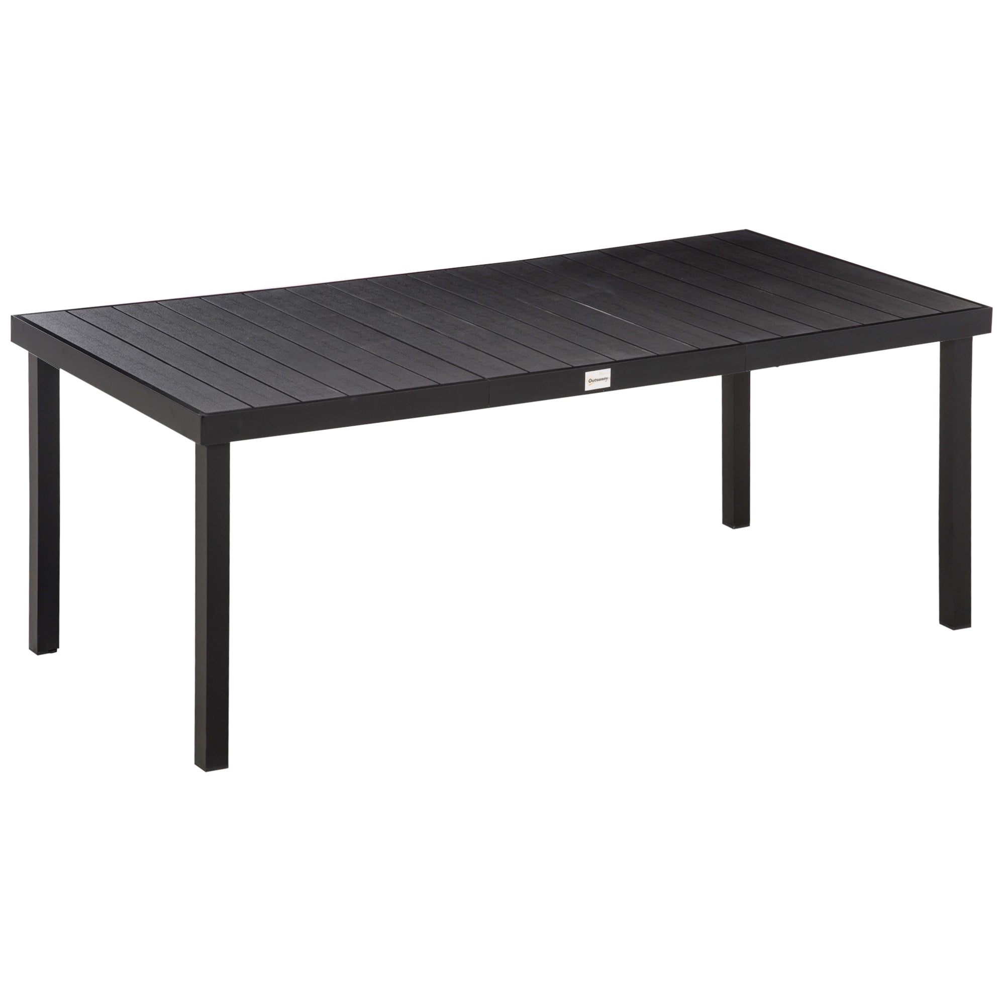 Outsunny Mesa de Comedor Exterior de Aluminio Mesa de Jardín Exterior para 8 Personas con Encimera de Listones para Terraza Balcón 190x90x74 cm Negro