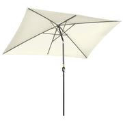 Outsunny Sombrilla de Terraza Exterior 195x295 cm Parasol de Terraza Exterior con Ángulo Ajustable Mástil de Aluminio y Anti-UV Sombrilla para Jardín Patio Crema