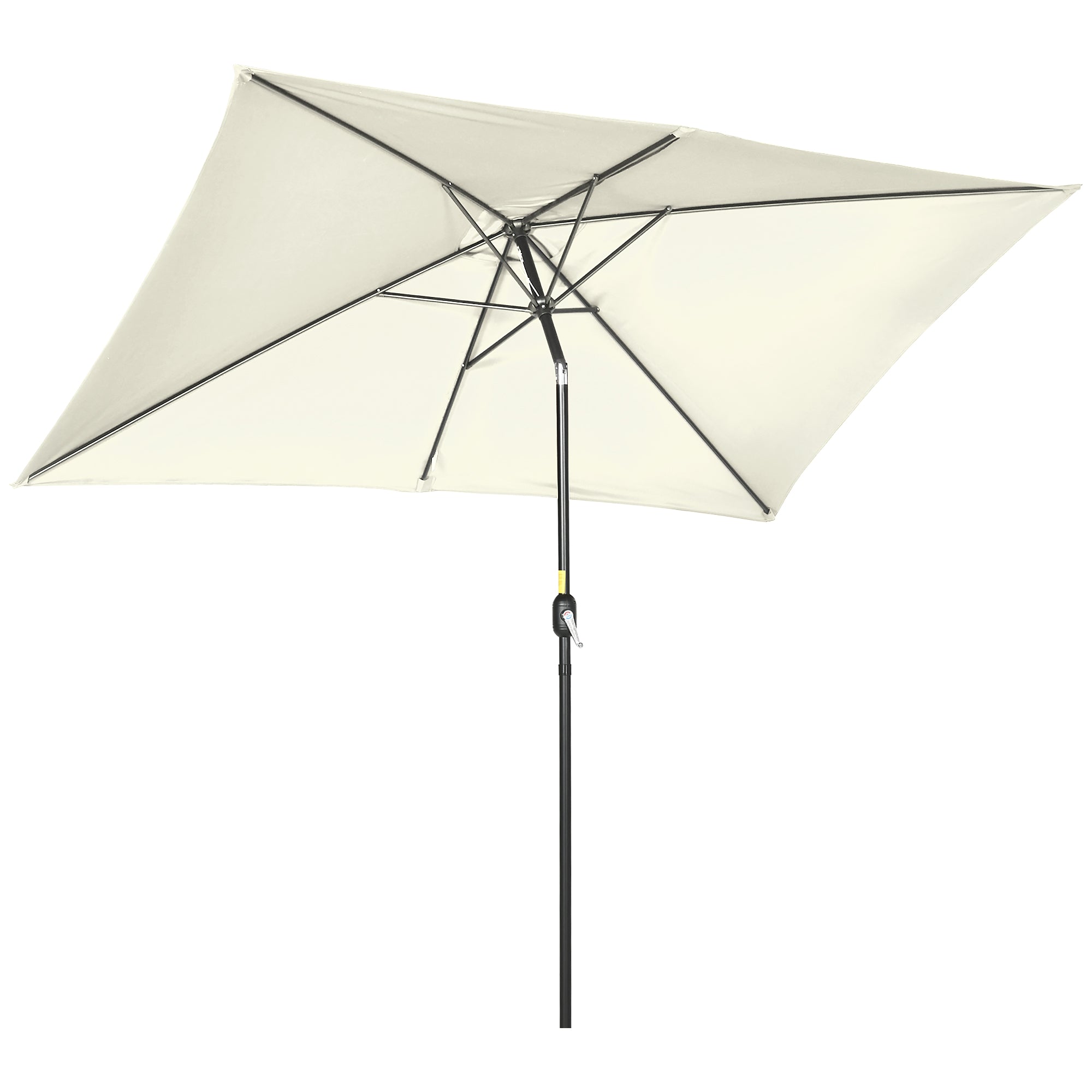 Outsunny Sombrilla de Terraza Exterior 195x295 cm Parasol de Terraza Exterior con Ángulo Ajustable Mástil de Aluminio y Anti-UV Sombrilla para Jardín Patio Crema