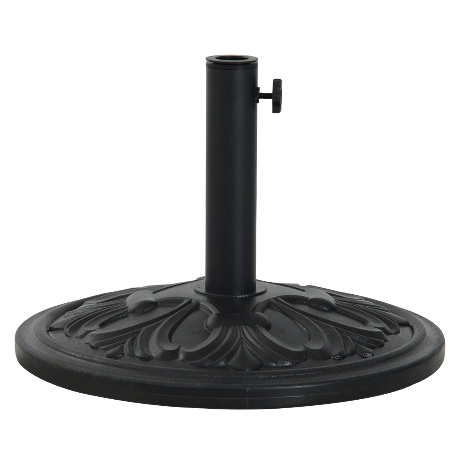 Outsunny Base de Sombrilla Peso 13 kg Soporte para Parasol Redondo de HDPE y Cemento para Poste de Paraguas de Ø35/38/48 mm para Terraza Patio Jardín Playa Ø48x34 cm Negro
