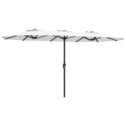 Outsunny Sombrilla Doble 4,6x2,6 m, Sombrilla Terraza Exterior con Manivela Manual, Protección UV50+, Funda Protectora, Resistente al Agua, Parasol para Jardín, Terraza, Patio, Blanco