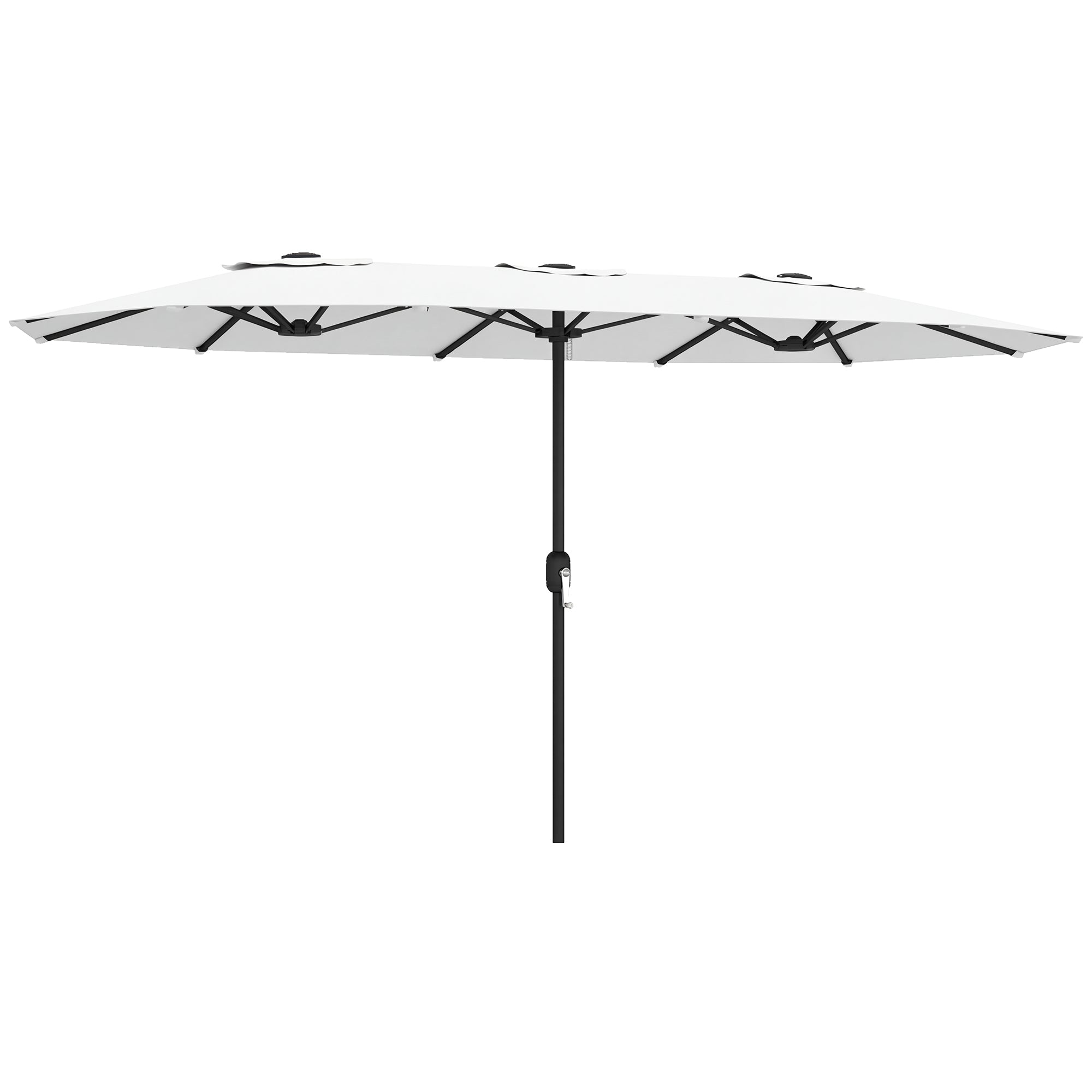 Outsunny Sombrilla Doble 4,6x2,6 m, Sombrilla Terraza Exterior con Manivela Manual, Protección UV50+, Funda Protectora, Resistente al Agua, Parasol para Jardín, Terraza, Patio, Blanco