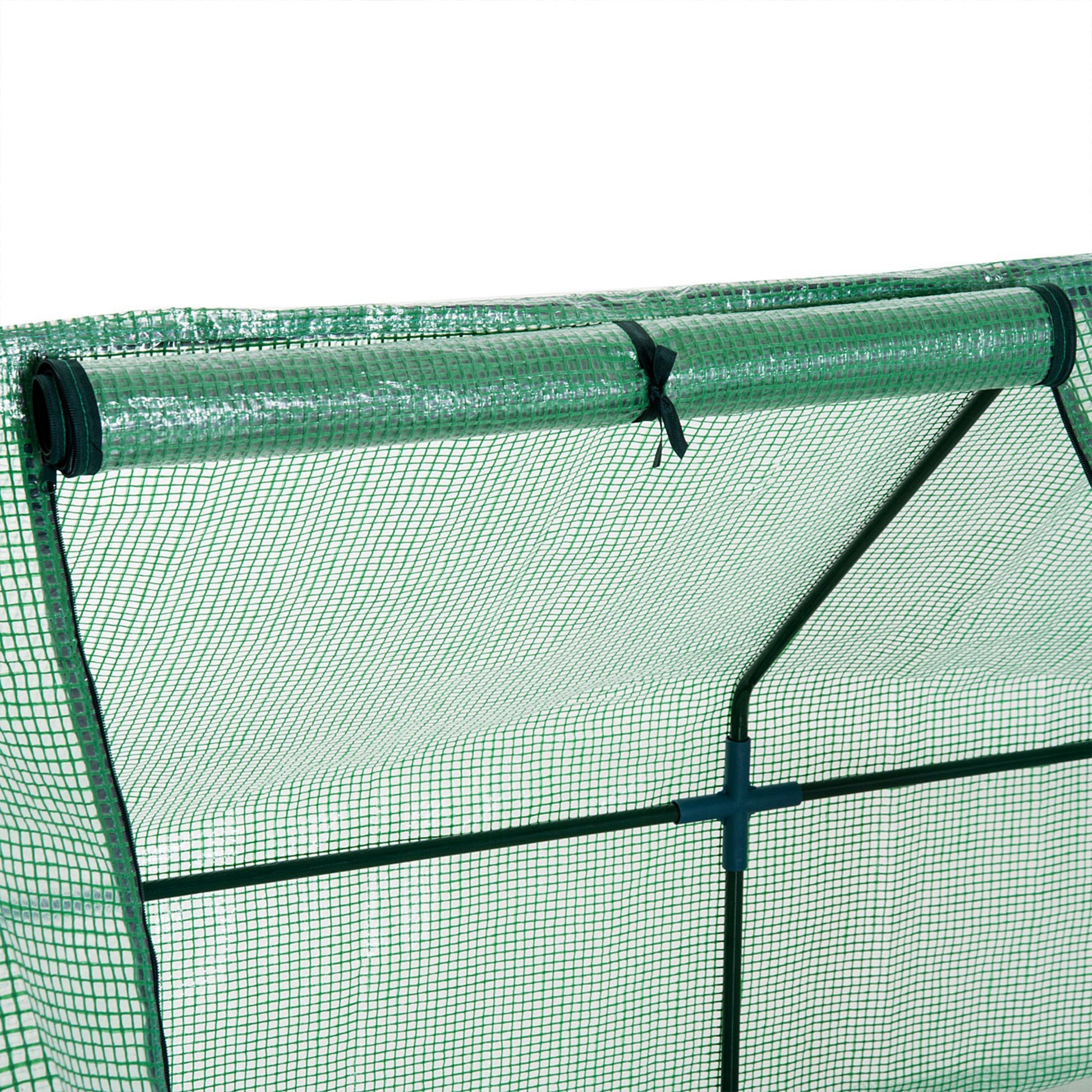 Outsunny Invernadero de Exterior Invernadero de Jardín 270x90x90 cm Tipo Caseta con 3 Ventanas Marco de Acero y Cubierta de PE 140g/㎡ para Cultivo Plantas Flores Tomates Verde
