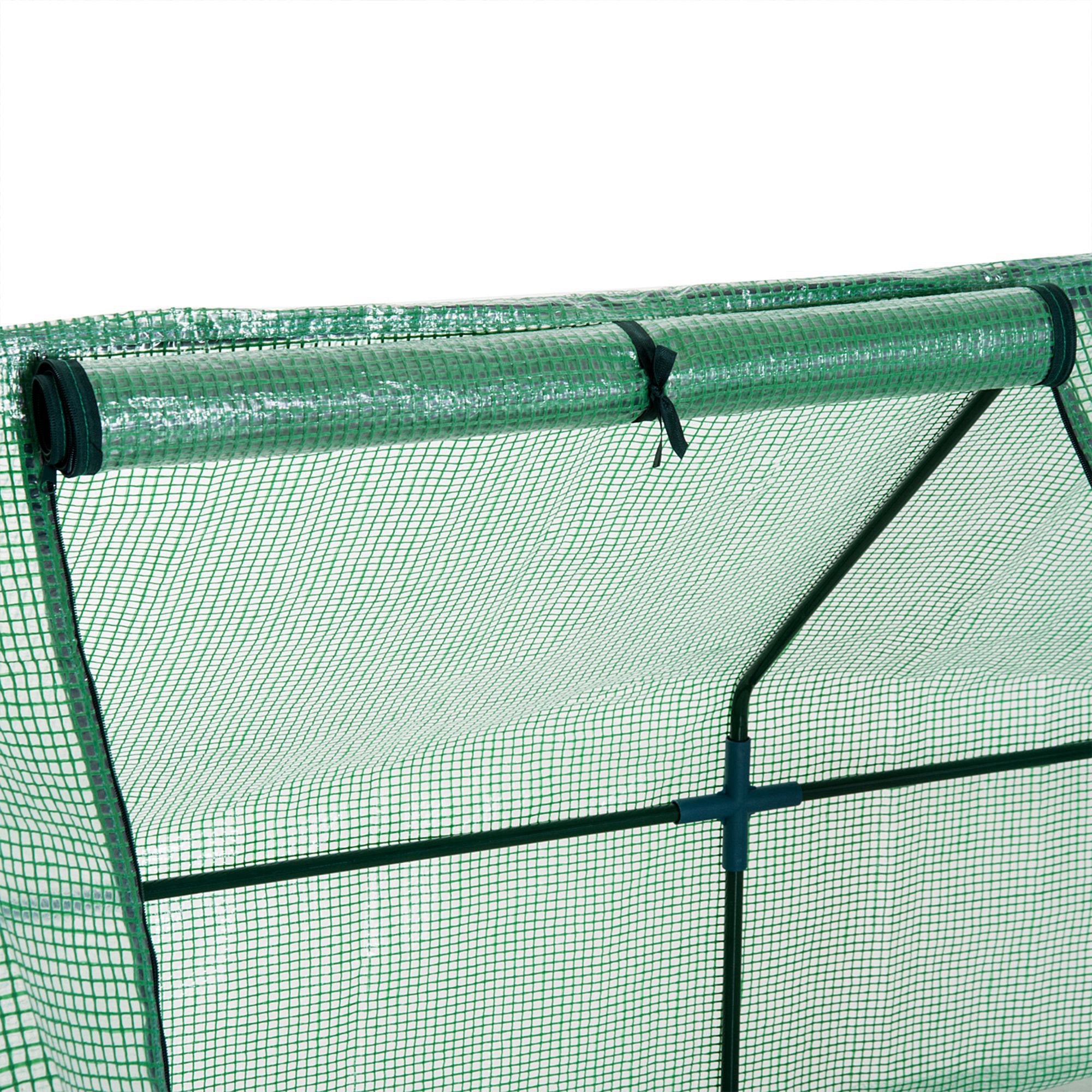 Outsunny Invernadero de Exterior Invernadero de Jardín 270x90x90 cm Tipo Caseta con 3 Ventanas Marco de Acero y Cubierta de PE 140g/㎡ para Cultivo Plantas Flores Tomates Verde