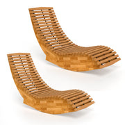 Outsunny Pack de 2 Sillas Mecedoras de Jardín de Madera, Mecedoras para Exterior Ergonómica Plegables con Diseño Listonado, para Balcón, Terraza, Patio, Carga 120 kg, 60x156x77 cm, Natural