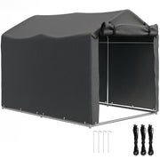Outsunny Carpa de Jardín Exterior para Herramientas Bicicletas 2,2x1,57x1,65 m, Cobertizo Exterior con Puerta Desmontable con Cremallera, Impermeable, Anti-UV, Garaje Portátil, Gris Oscuro