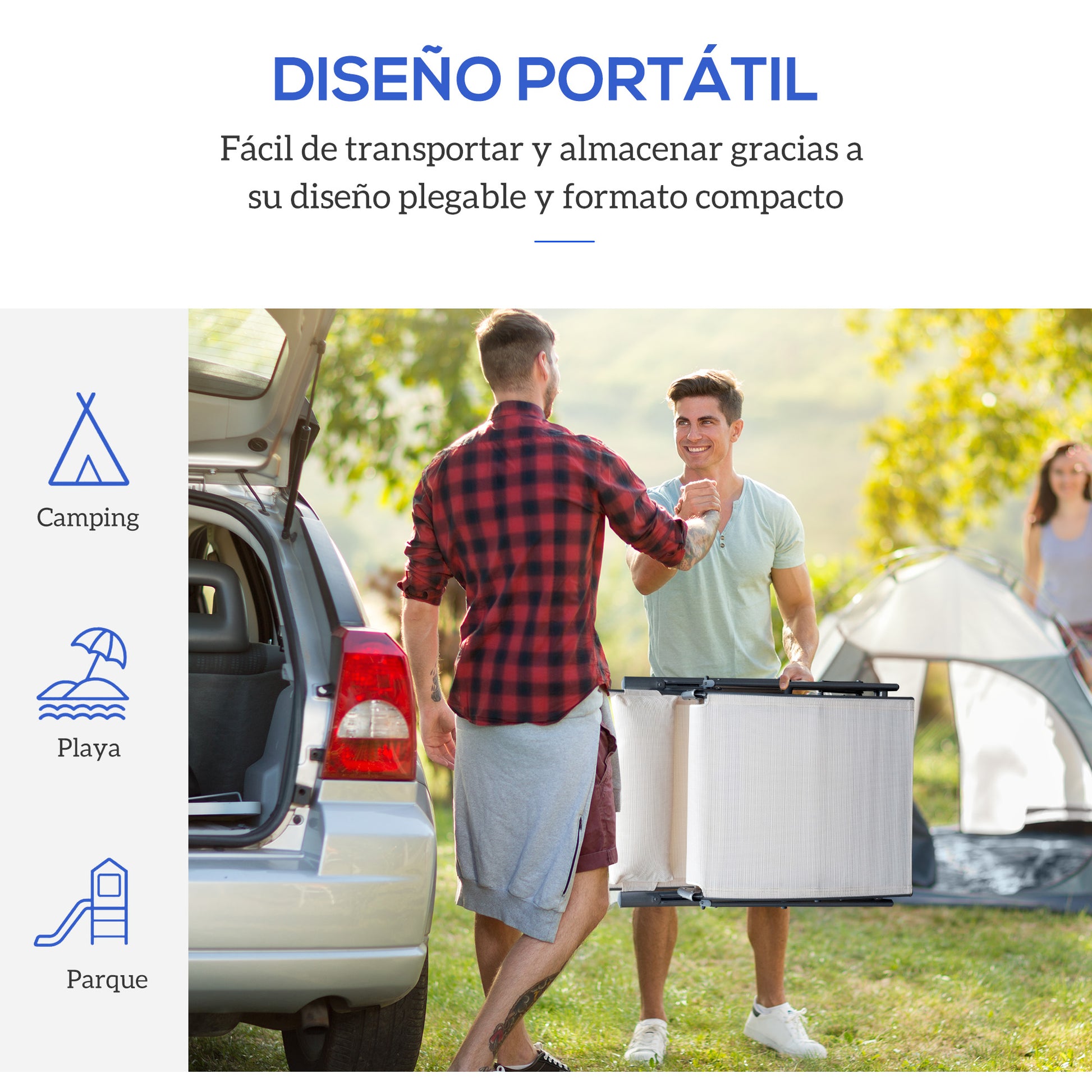 Outsunny Set de 2 Tumbonas Plegables de Jardín Exterior con Respaldo Ajustable Almohada y Reposabrazos Carga 165 kg para Piscina Terraza Camping 137x63,5x100,5 cm Beige