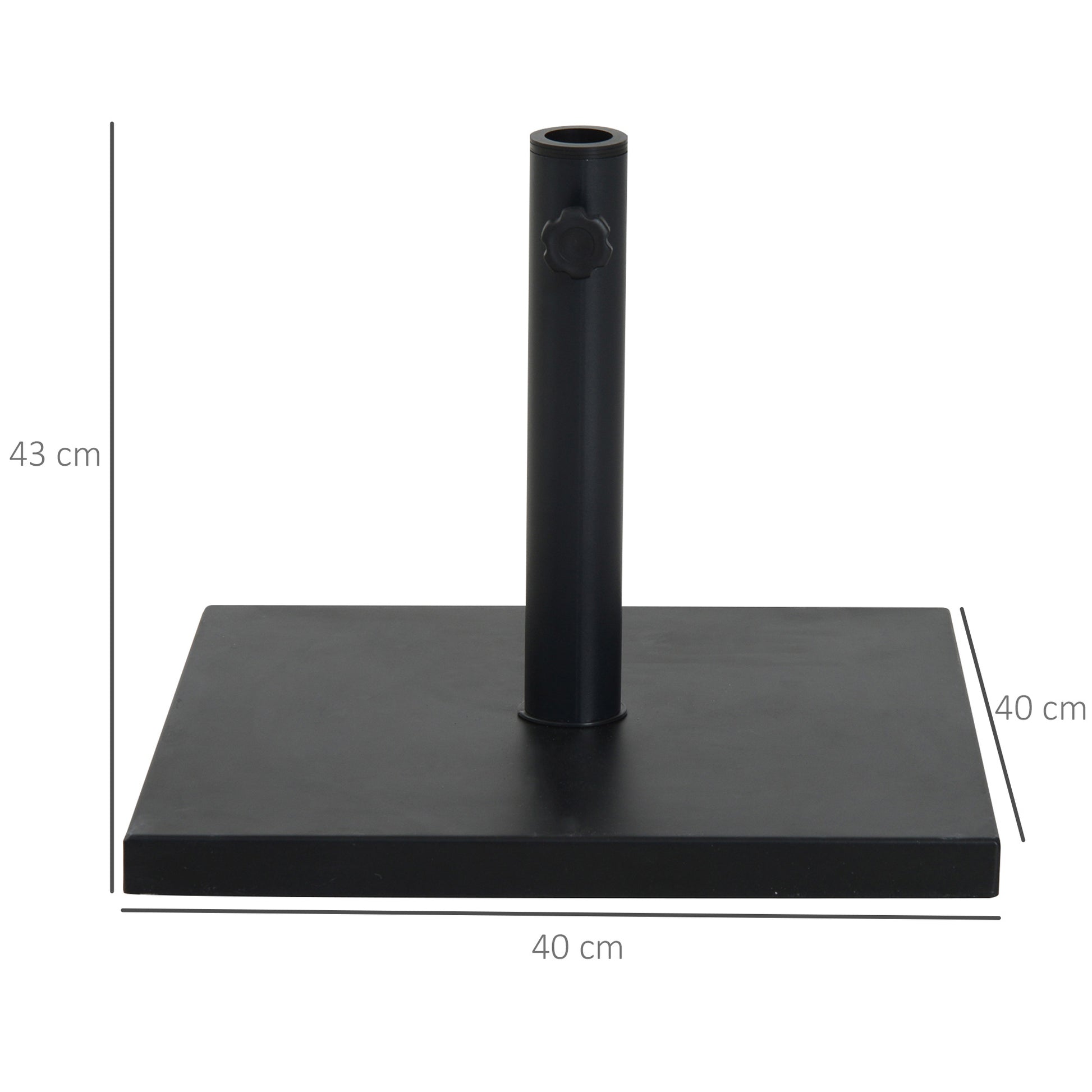 Outsunny Base de Sombrilla Peso 13 kg con Botón de Bloqueo para 35/38/48 mm Soporte para Parasol Cuadrada de Cemento para Jardín Terraza Balcón 40x40x43 cm Negro
