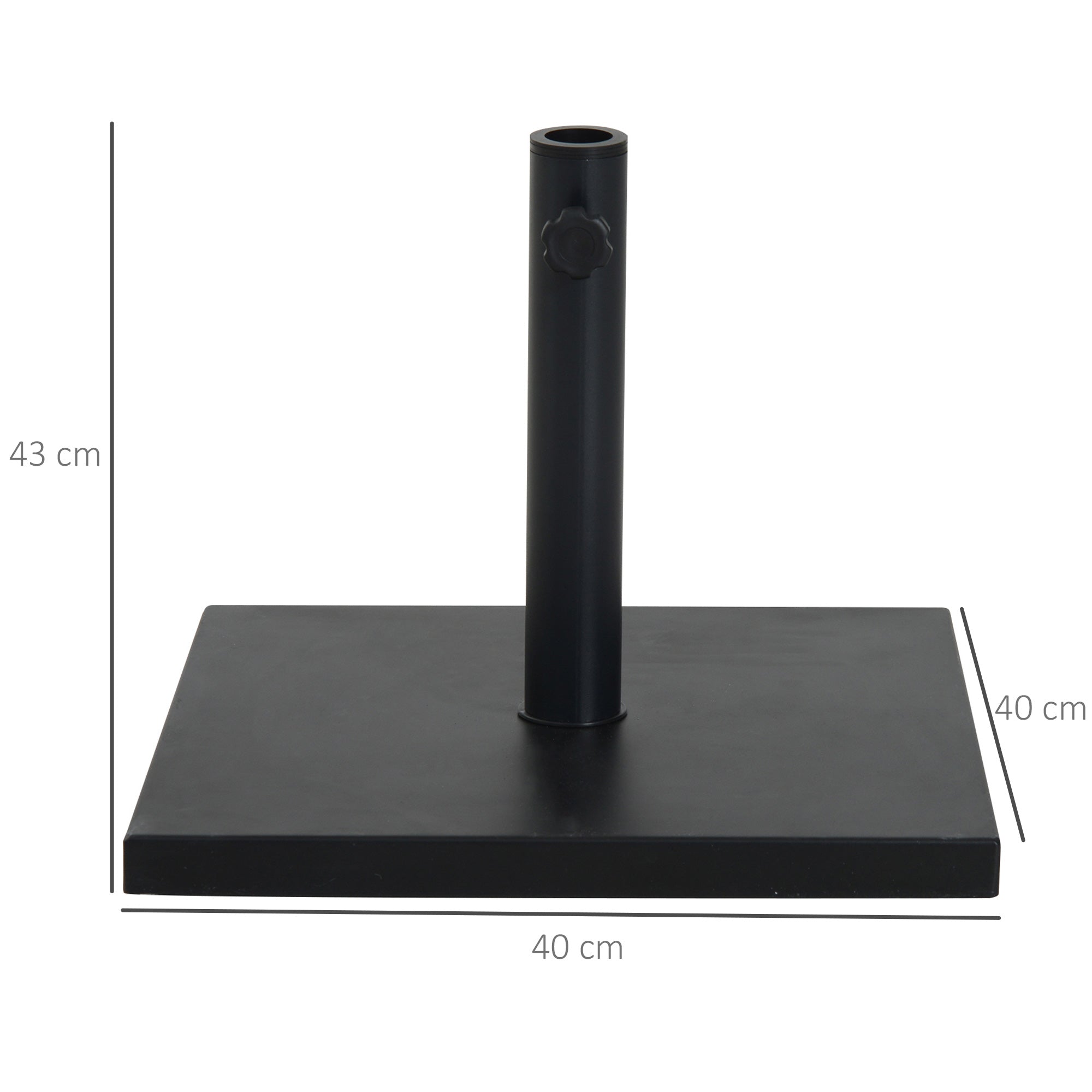 Outsunny Base de Sombrilla Peso 13 kg con Botón de Bloqueo para 35/38/48 mm Soporte para Parasol Cuadrada de Cemento para Jardín Terraza Balcón 40x40x43 cm Negro