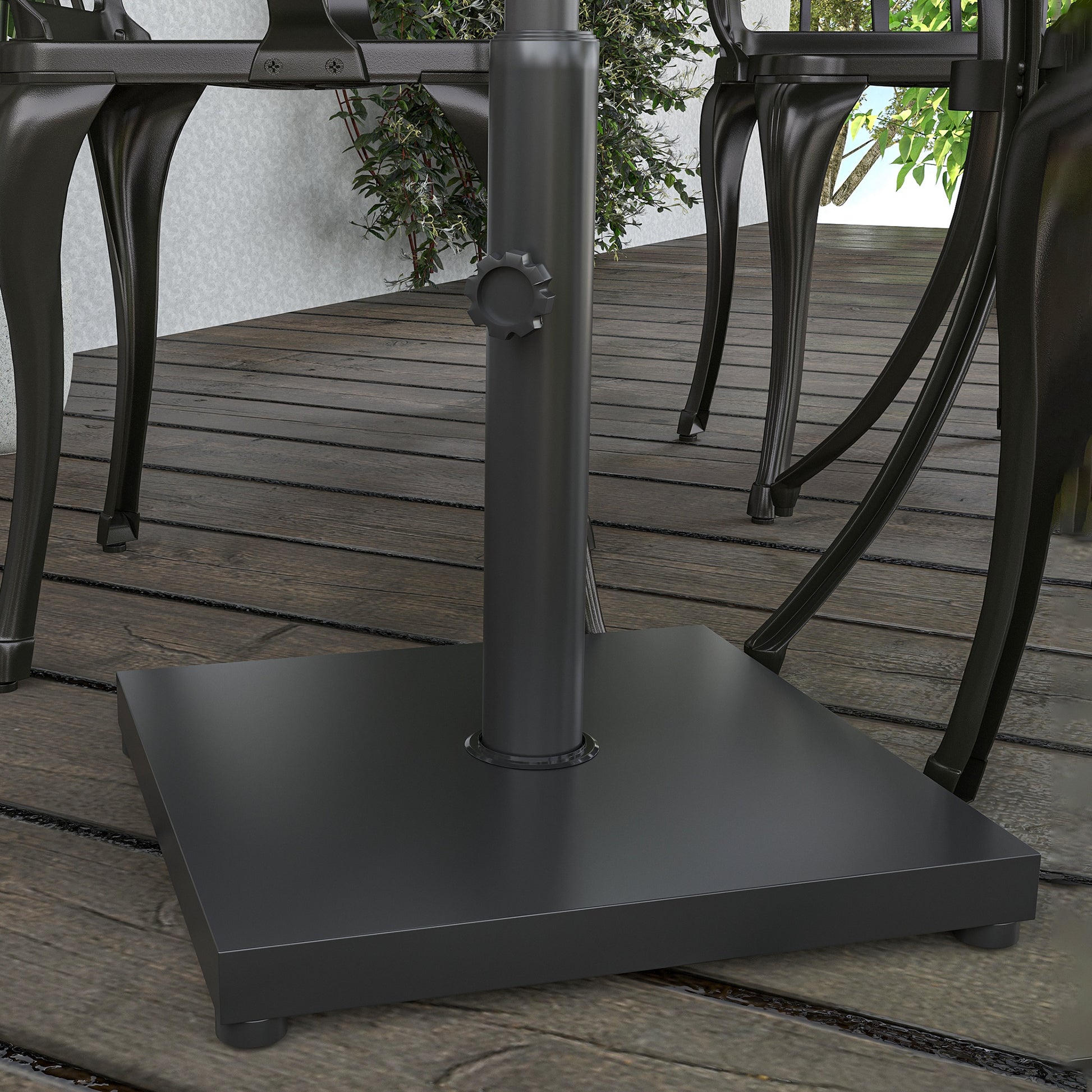 Outsunny Base de Sombrilla Peso 13 kg con Botón de Bloqueo para 35/38/48 mm Soporte para Parasol Cuadrada de Cemento para Jardín Terraza Balcón 40x40x43 cm Negro