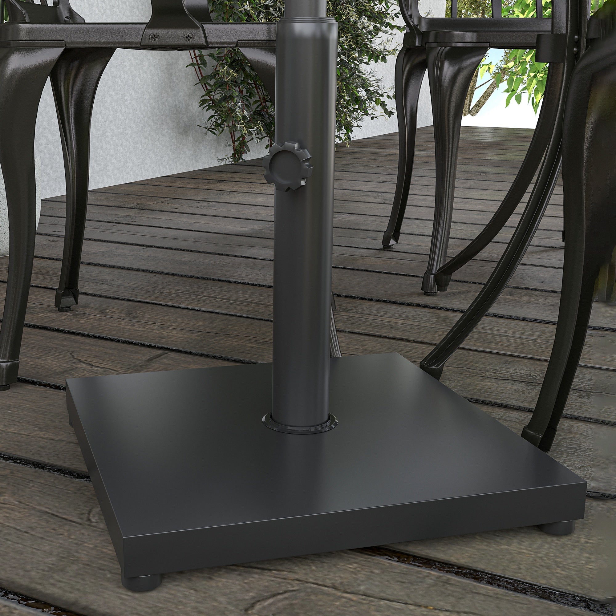 Outsunny Base de Sombrilla Peso 13 kg con Botón de Bloqueo para 35/38/48 mm Soporte para Parasol Cuadrada de Cemento para Jardín Terraza Balcón 40x40x43 cm Negro
