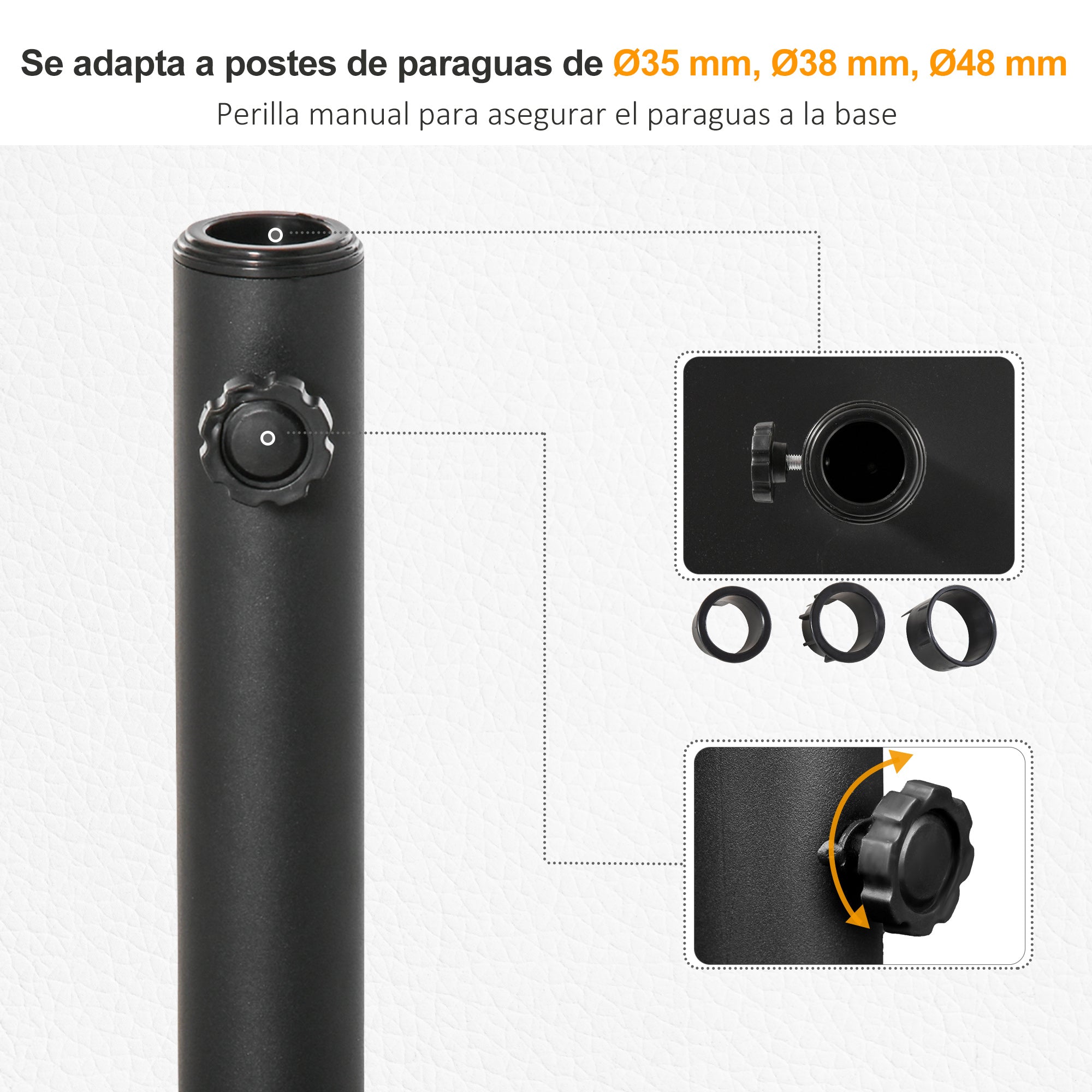 Outsunny Base de Sombrilla Peso 13 kg con Botón de Bloqueo para 35/38/48 mm Soporte para Parasol Cuadrada de Cemento para Jardín Terraza Balcón 40x40x43 cm Negro