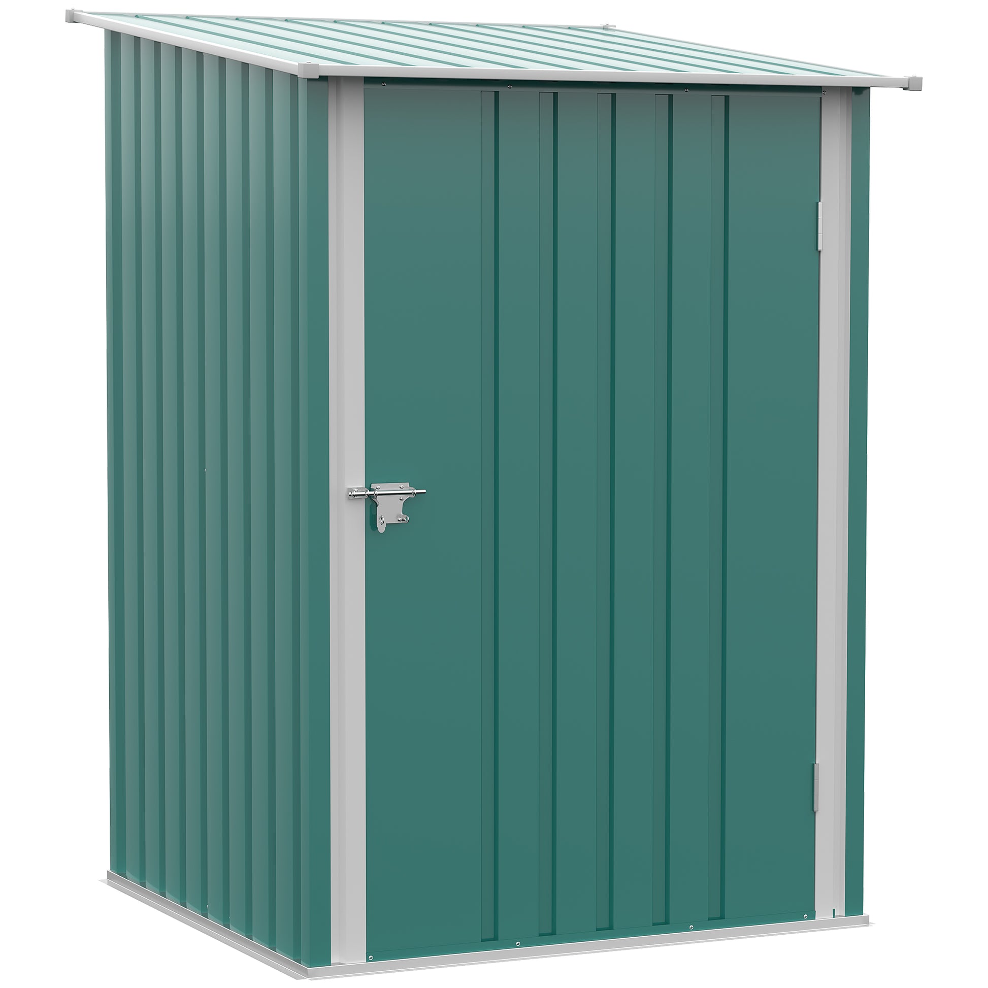 Outsunny Cobertizo de Jardín de Exterior 0,92 m² 100x103x160 cm Caseta de Jardín Metálica con 1 Puerta y Cerradura para Almacenamiento de Herramientas en Patio Terraza Verde