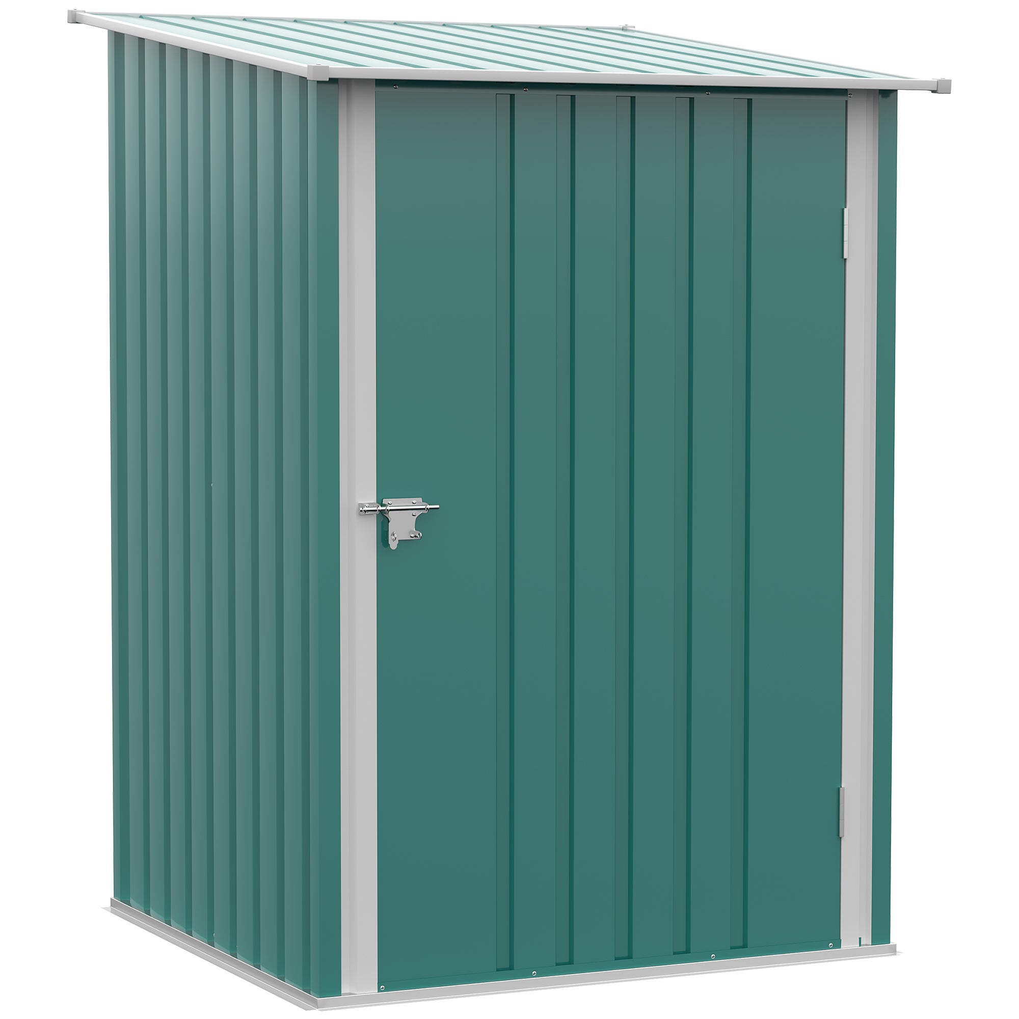 Outsunny Cobertizo de Jardín de Exterior 0,92 m² 100x103x160 cm Caseta de Jardín Metálica con 1 Puerta y Cerradura para Almacenamiento de Herramientas en Patio Terraza Verde