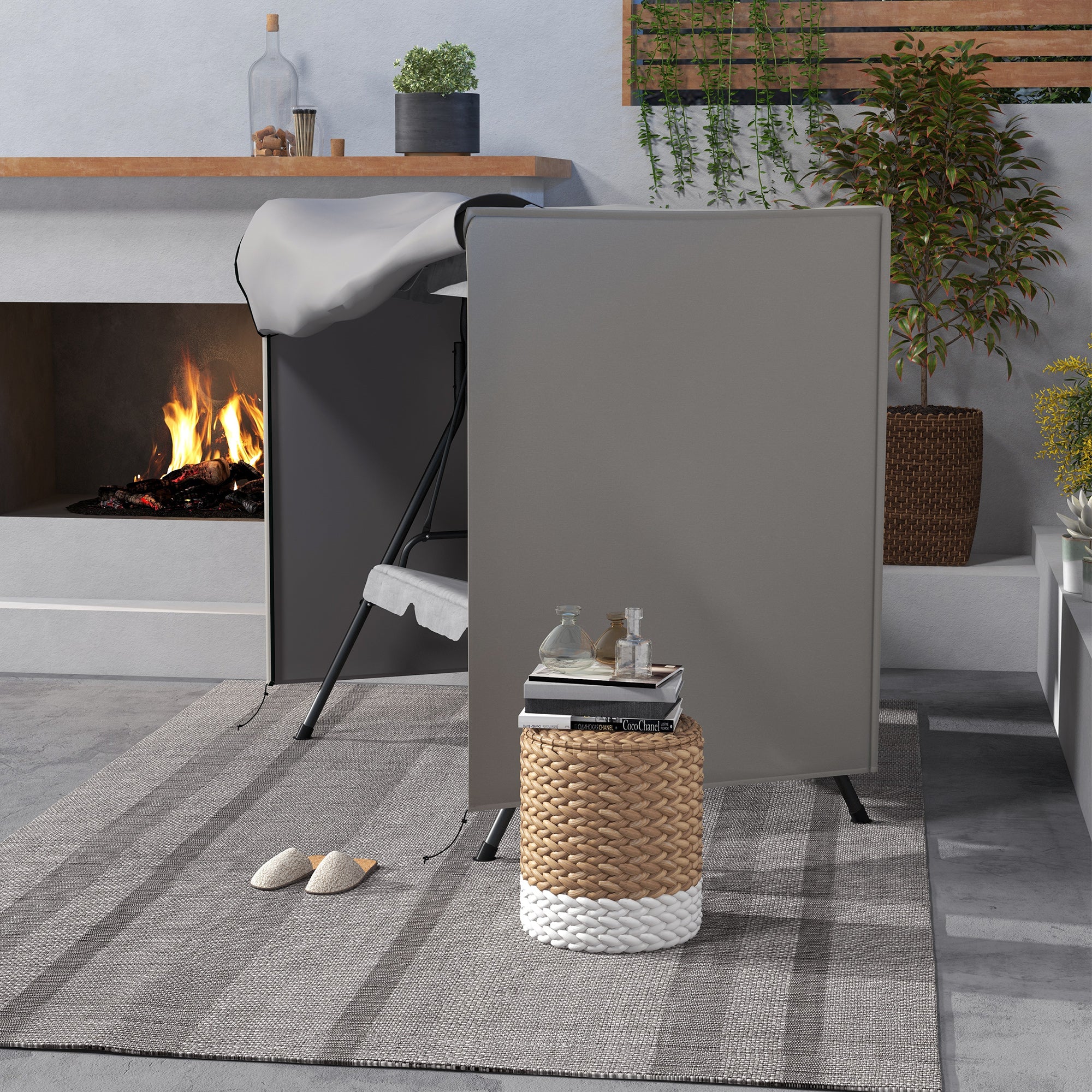 Outsunny Funda Balancín Jardín Funda Columpio Jardín Exterior Cubierta de Columpio de Tela Oxford 600D con 2 Cremalleras Impermeable 177x114x152 cm Gris