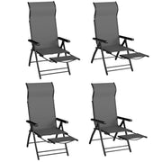 Outsunny Pack de 2 Sillas Plegables Reclinables, Sillas de Jardín Exterior con Respaldo Alto Curva Ajustable en 5 Posiciones, Reposapiés Retráctil y Marco de Metal, para Patio, Playa, Gris Oscuro