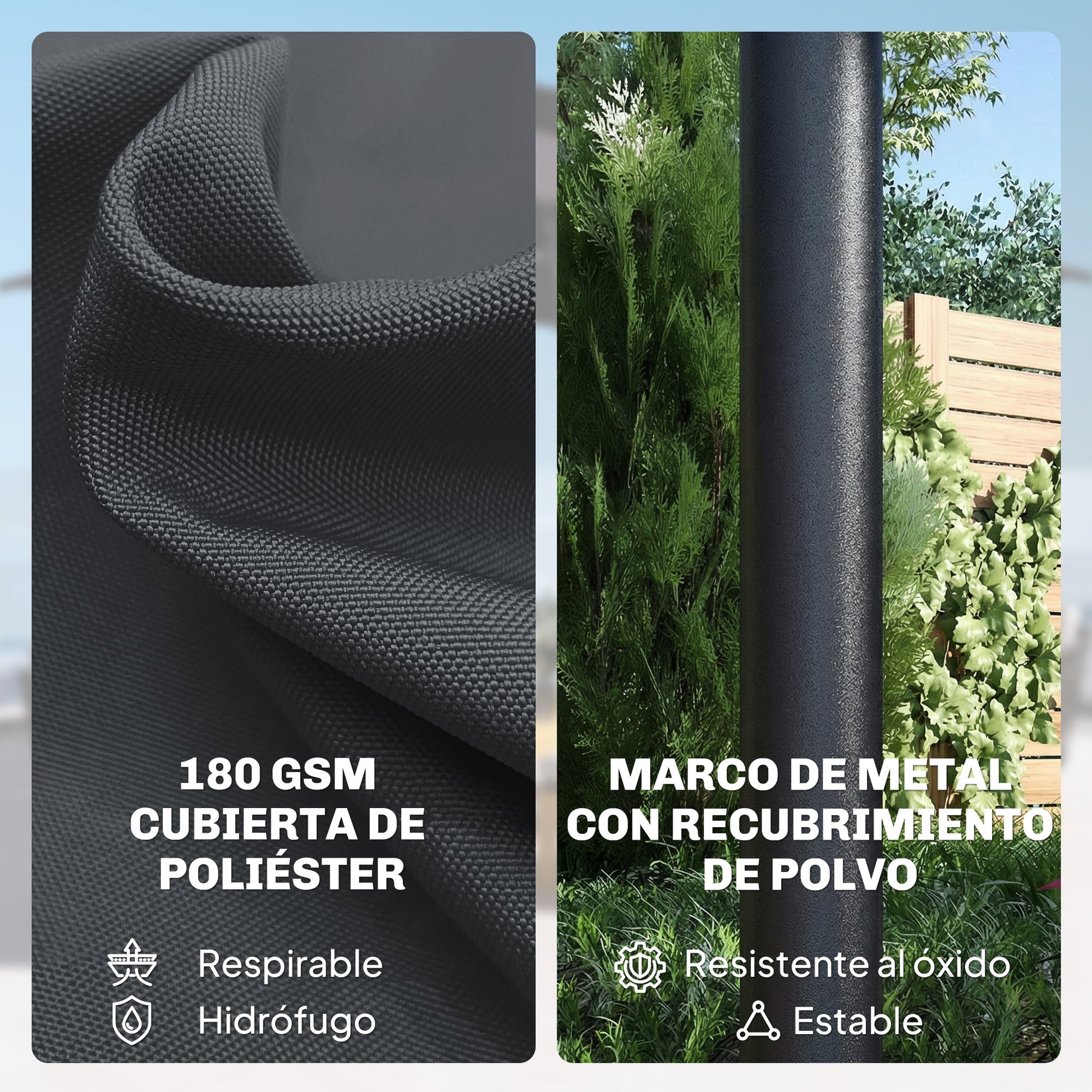 Outsunny Sombrilla Doble con 36 Luces LED Solares, 4x2 m, Sombrilla Terraza Exterior con Manivela, UPF50+, 12 Varillas, Resistente al Agua, Parasol para Jardín, Terraza, Patio, Gris Oscuro