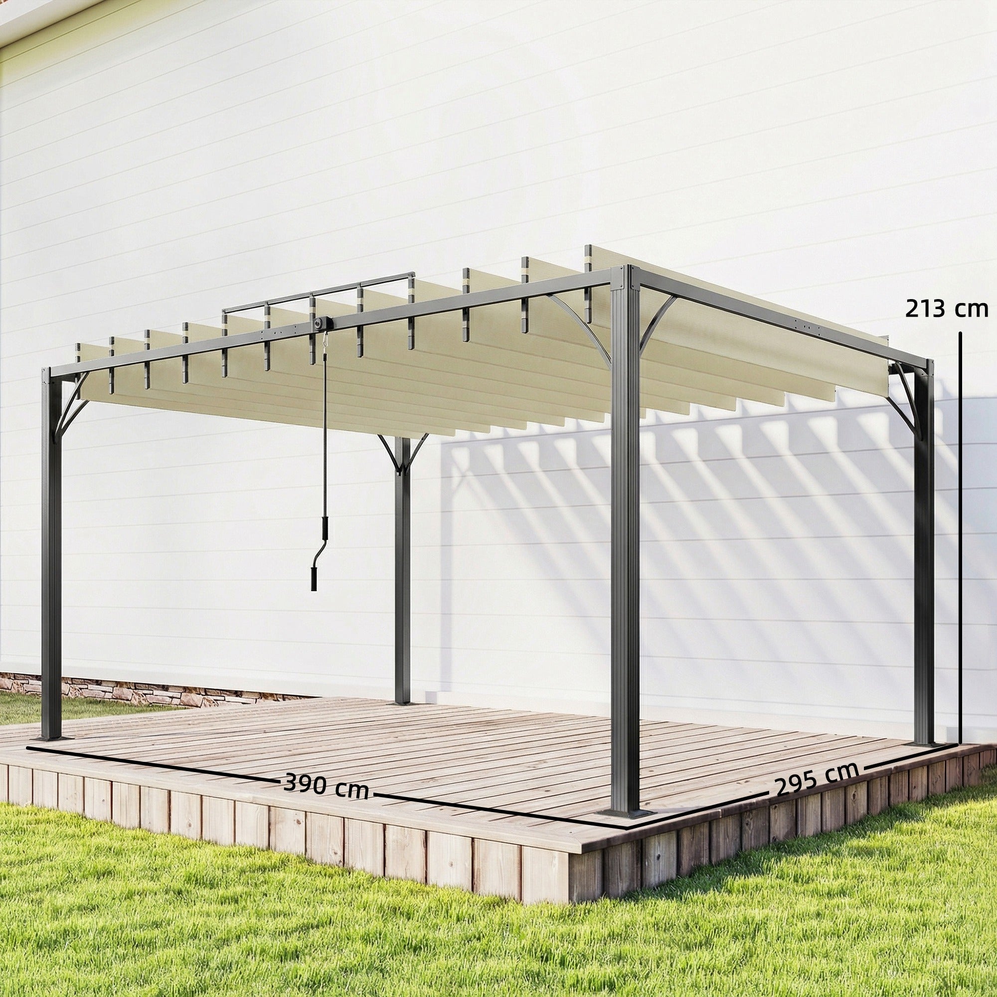 Outsunny Pérgola de Jardín 3x4 m, Cenador de Jardín con Techo de Lamas Orientables a 135°, Estructura de Aluminio, Protección UPF30+, Pabellón para Exterior, Patio, Terraza, Blanco Crema