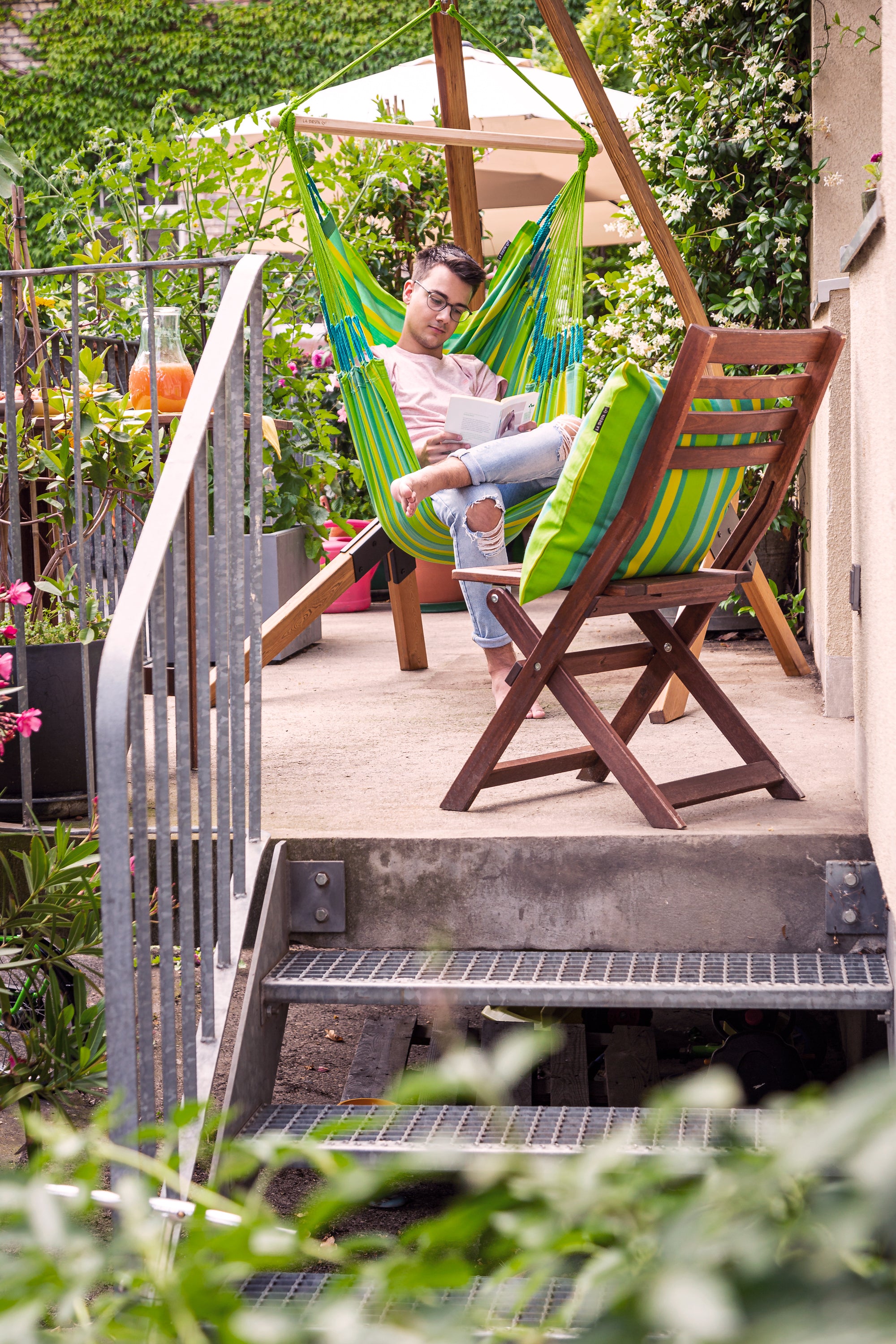 Silla colgante de jardín y terraza Domingo Lime - La Siesta