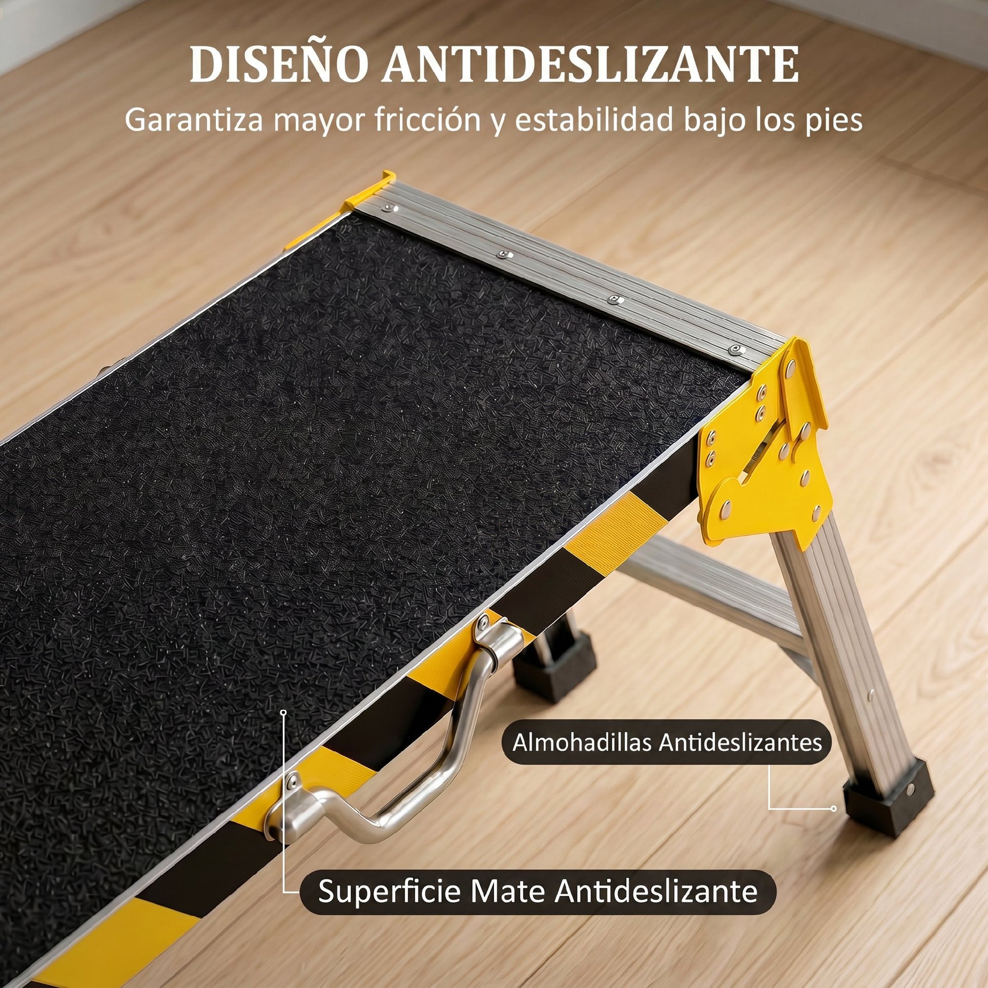HOMCOM Banco de Trabajo Plegable de Aluminio, Mesa de Taller con Asa, Antideslizante, Tiras Reflectantes, Carga 150 kg, 110x32x50 cm, Negro