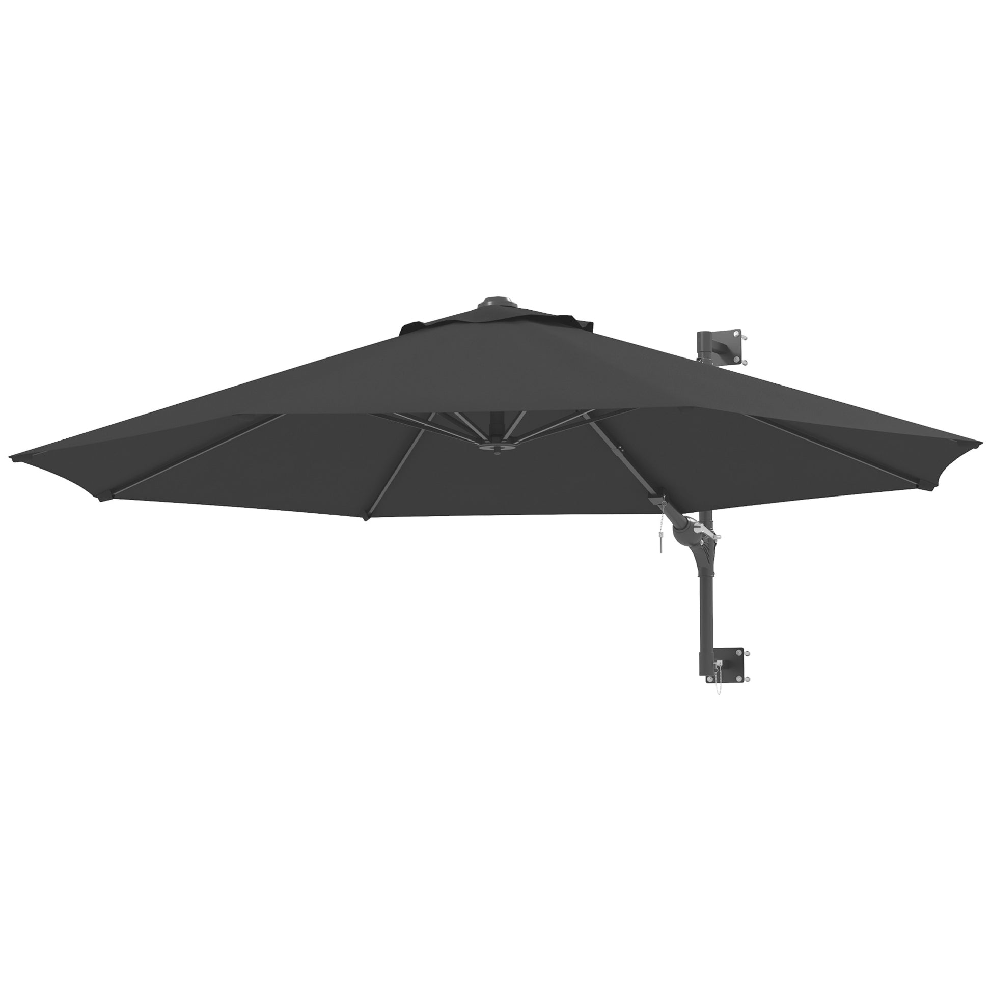 Outsunny Sombrilla de Pared Ø292 cm Giratoria 180° Sombrilla Terraza Exterior con Manivela Barra de Metal Paraguas y Ventilación para Playa Jardín Patio Exterior Gris Oscuro